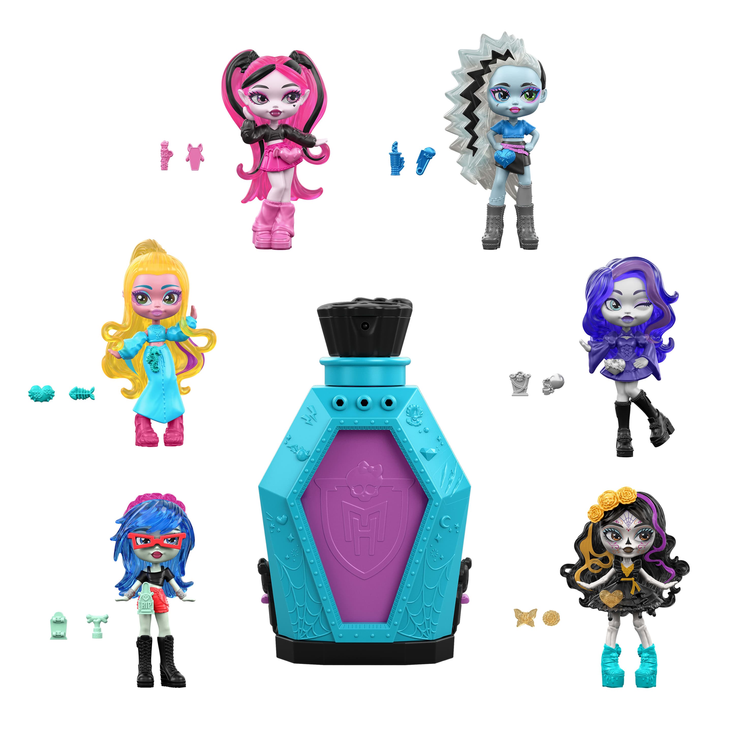 Monster High Little Frights Minipuppen, Überraschungsfiguren mit Water Reveal (Charaktere können abweichen)