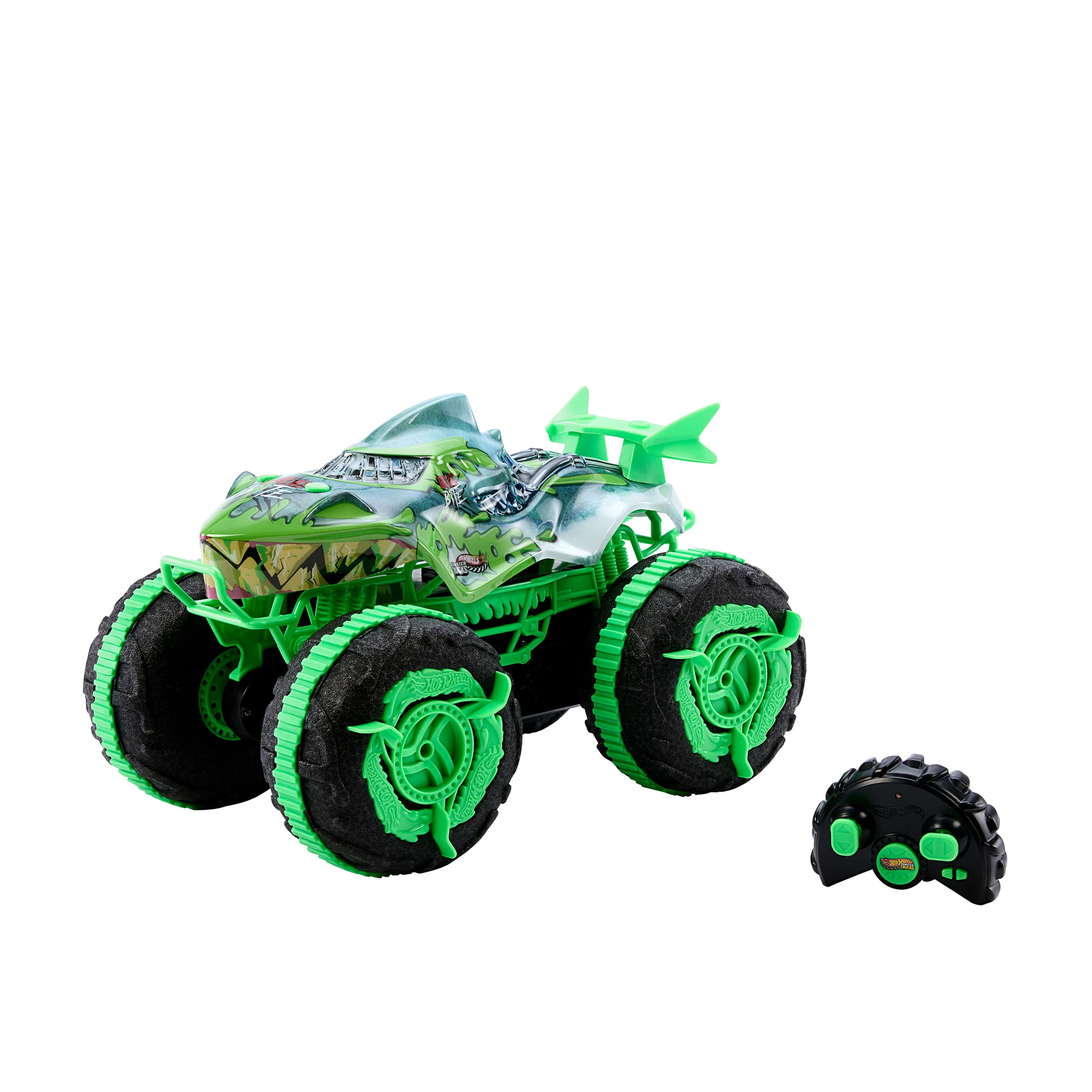 Hot Wheels Monster Trucks All-Terrain Great Bite mit Fernsteuerung, Spielzeug mit Fernbedienung, fährt an Land und im Wasser