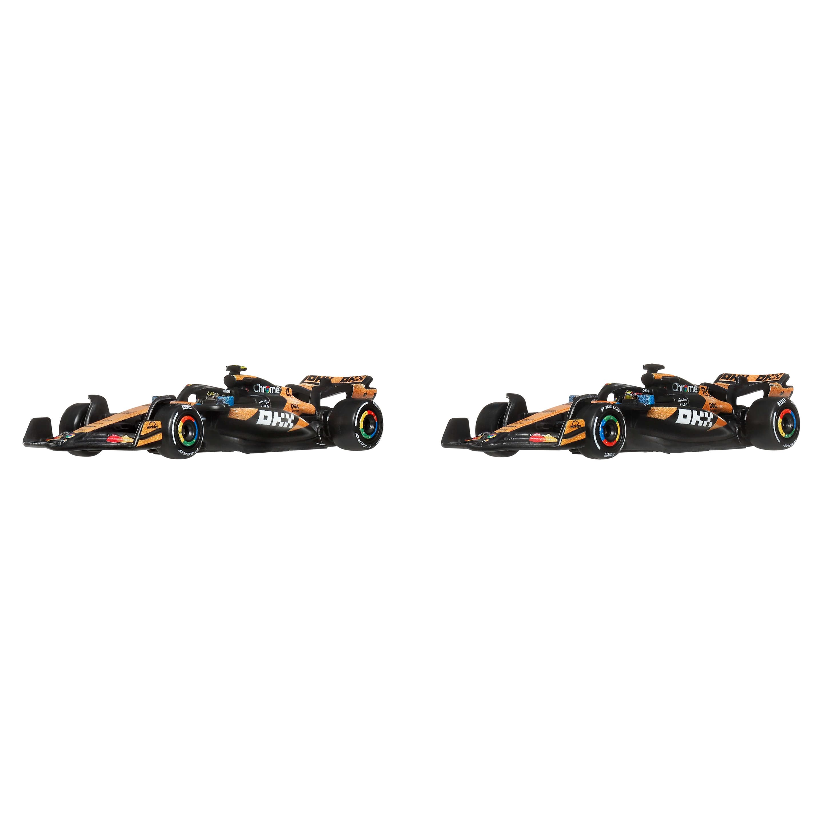 Hot Wheels Premium Formel 1 2er-Pack Fahrzeuge im Maßstab 1:64, McLaren F1-Team aus Oscar Piastri und Lando Norris