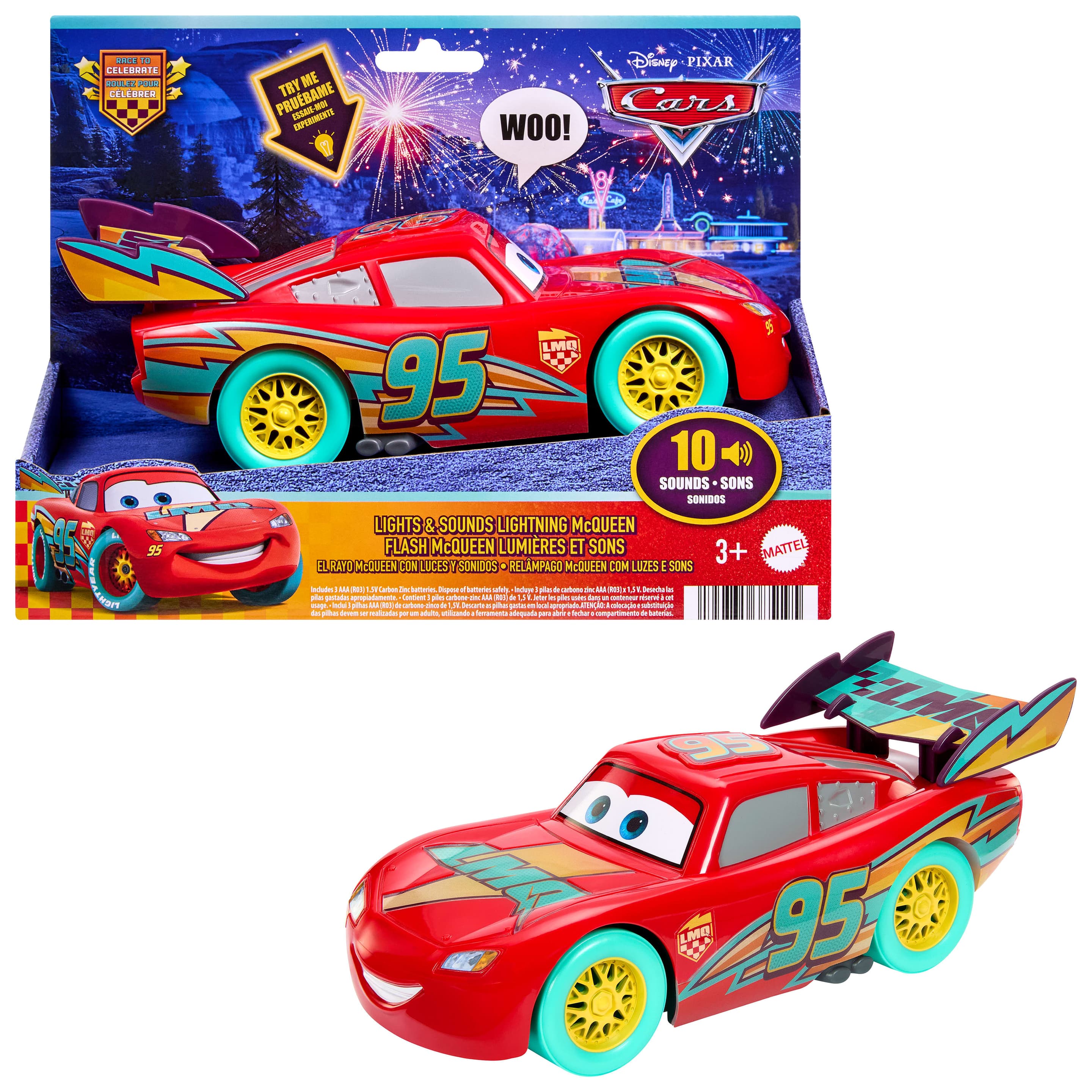 Disney Pixar Cars Rennen zur Feier Lightning McQueen mit Lichtern und Geräuschen, großes Spielfahrzeug