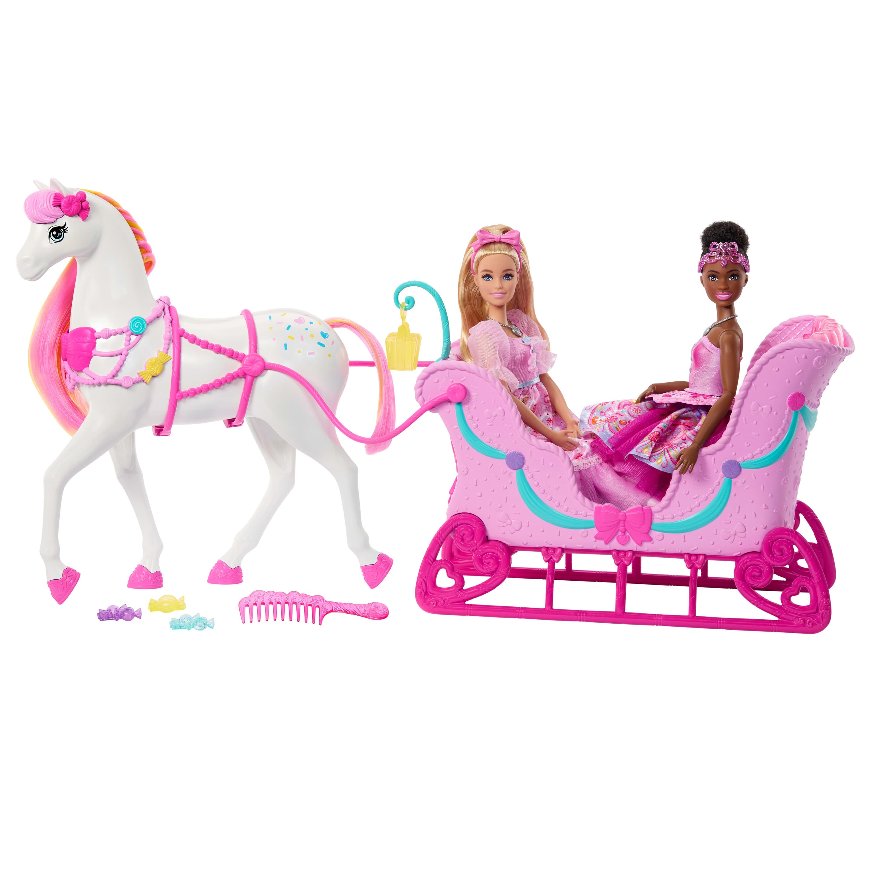 Vom Reich der Süßigkeiten aus Barbie in: Der Nussknacker inspiriertes Pferd und Schlitten