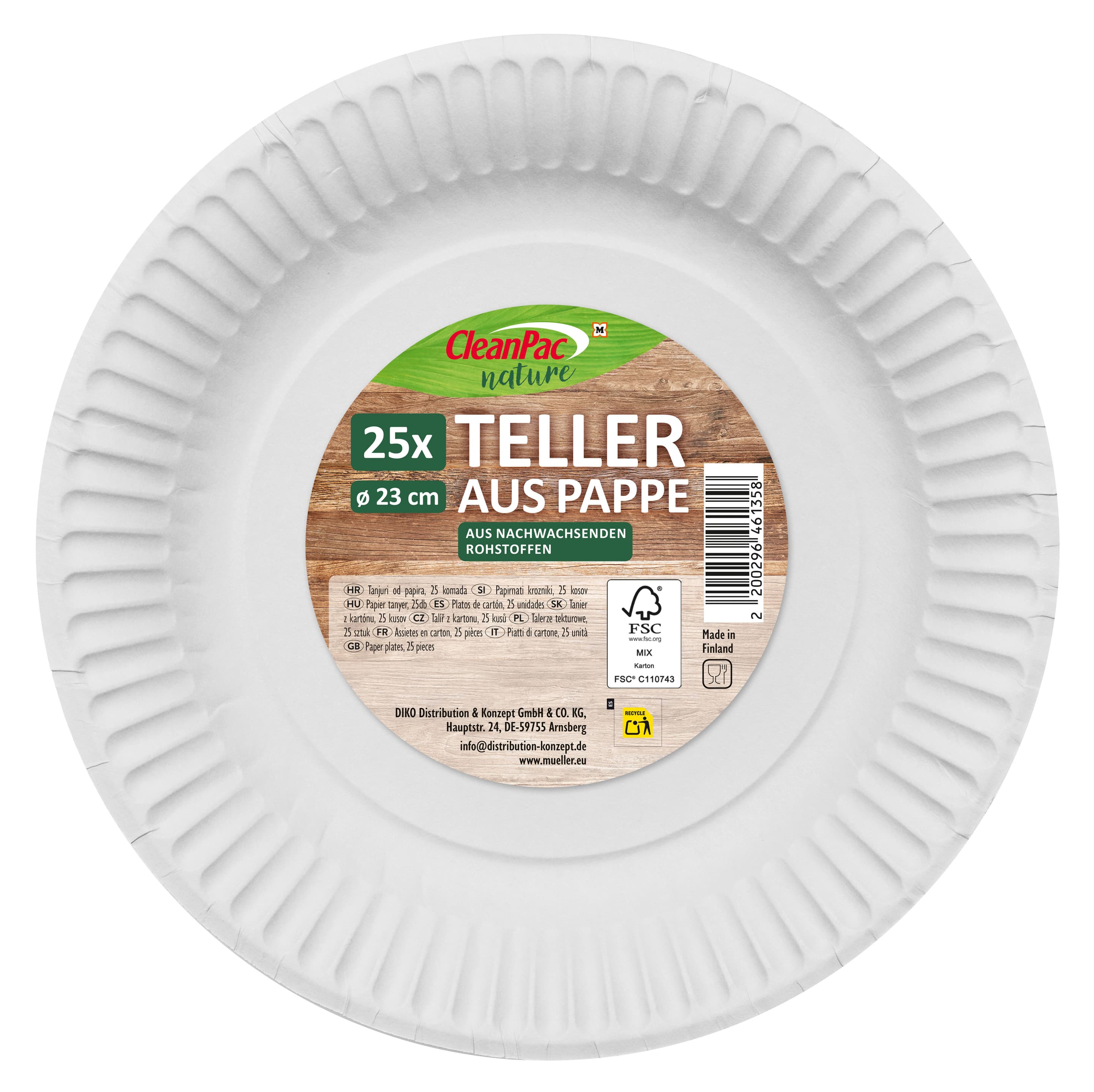 CleanPac nature Teller aus Pappe Ø23cm