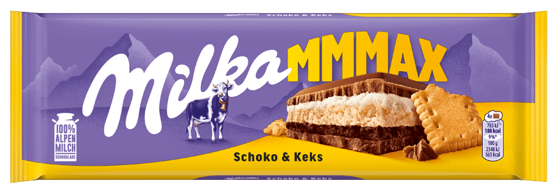 MILKA Schokoladentafel Milch mit Schokolade und Keks MMMAX