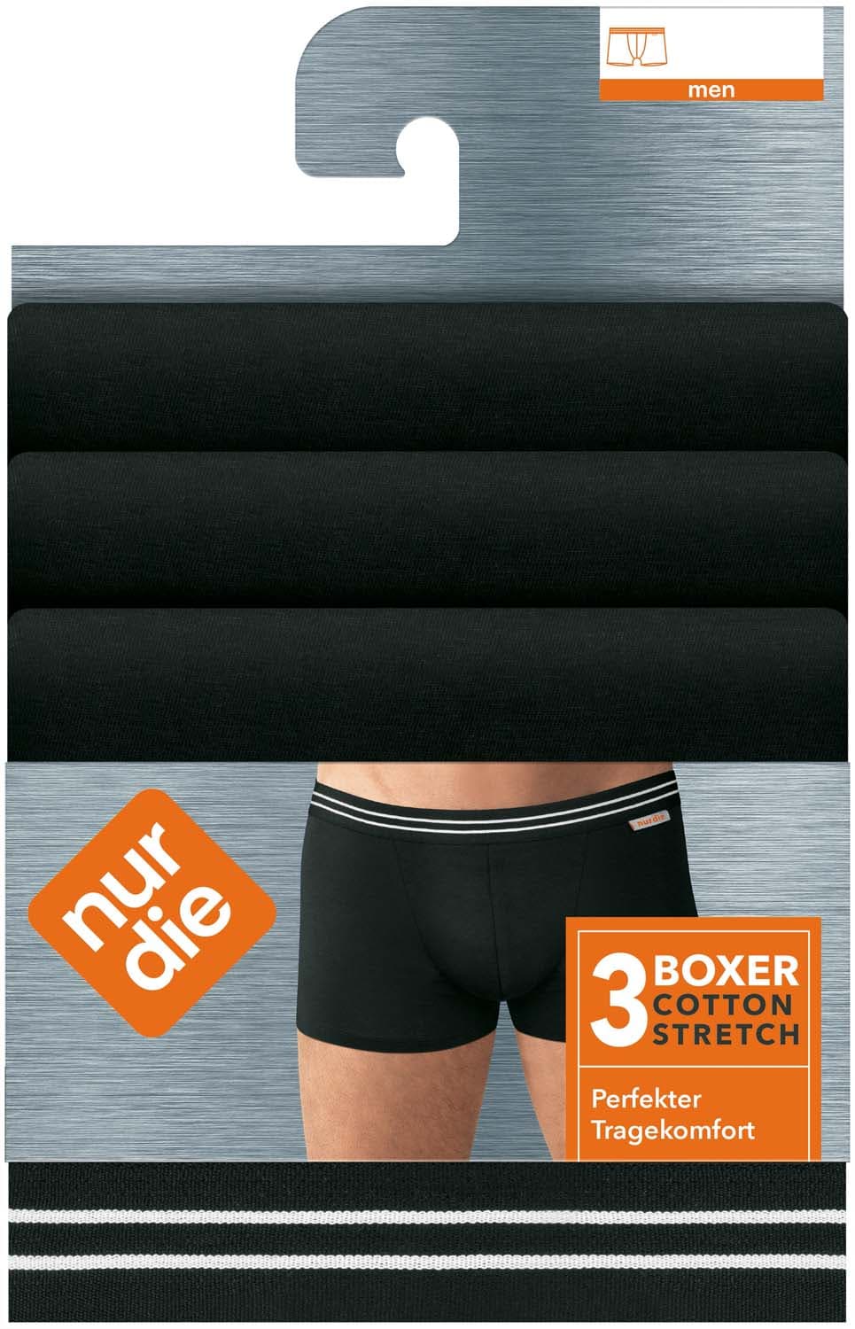 NUR DIE Herren Boxer Cotton Stretch 3er Pack