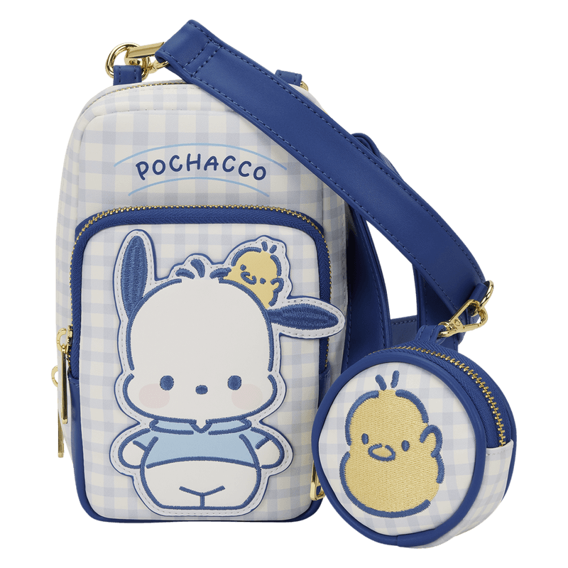 Loungefly Sanrio Pochacco Gingham Cellphone Crossbody Bag mit Coin Bag offiziell lizenziert