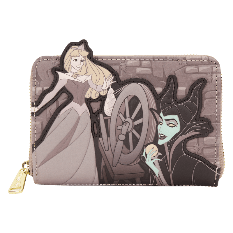 Loungefly Disney Sleeping Beauty & Maleficent Spinning Wheel Zip Around Wallet – WDWA2295