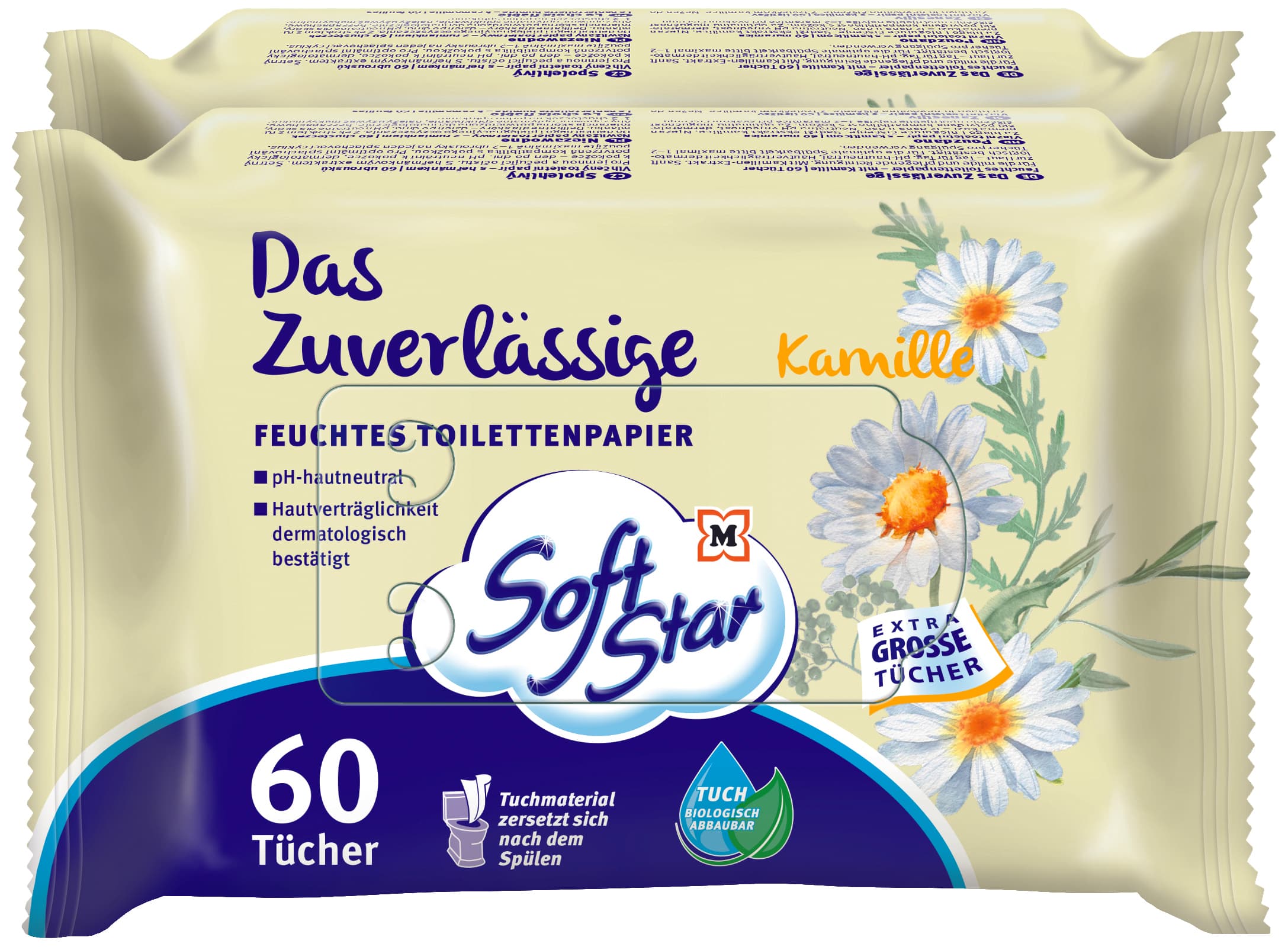 SoftStar Feuchtes Toilettenpapier Das Ultra Weiche Kamille 2x60 Stück