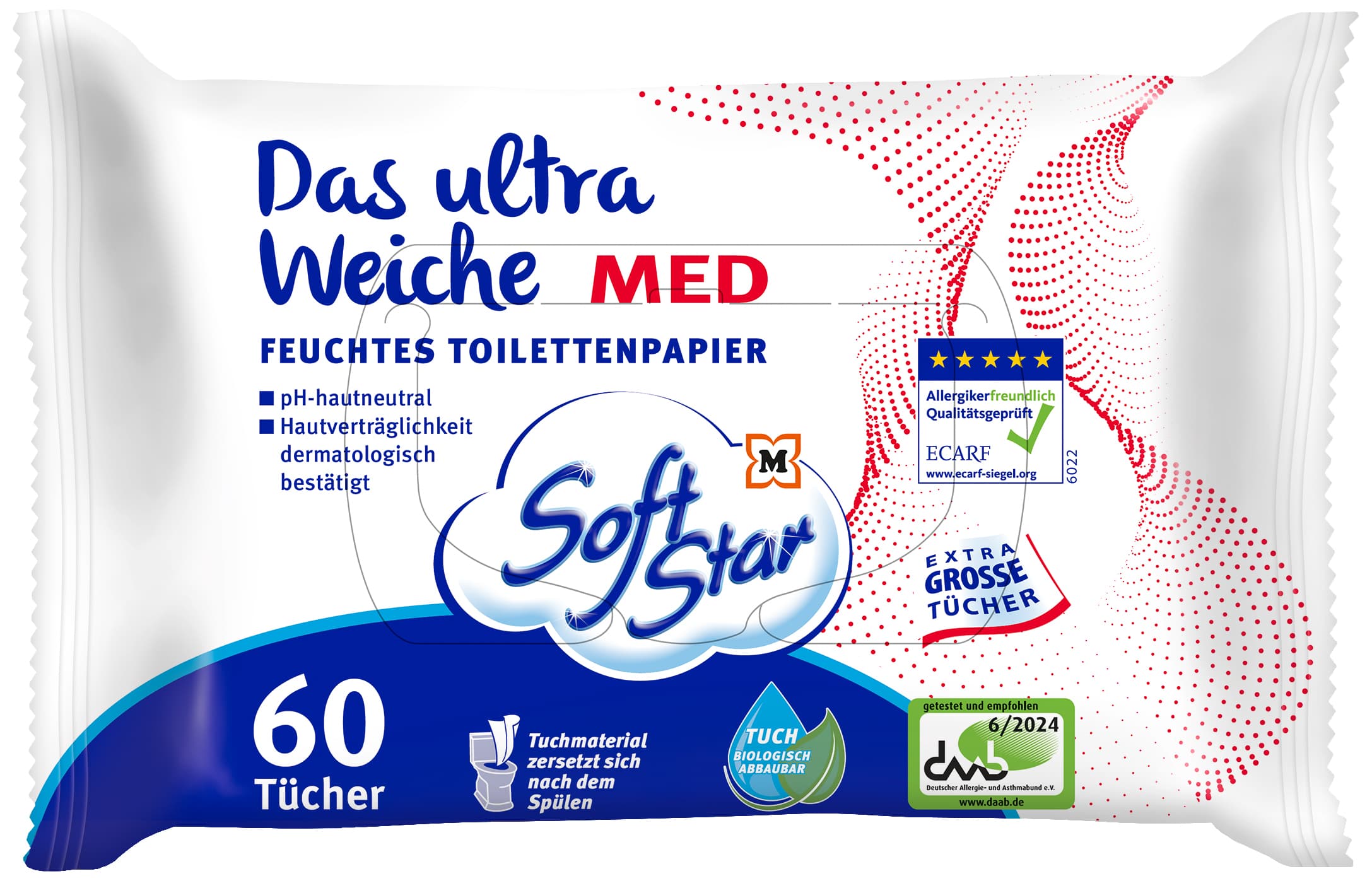 SoftStar Feuchtes Toilettenpapier Med Das Ultra Weiche 60 Stück