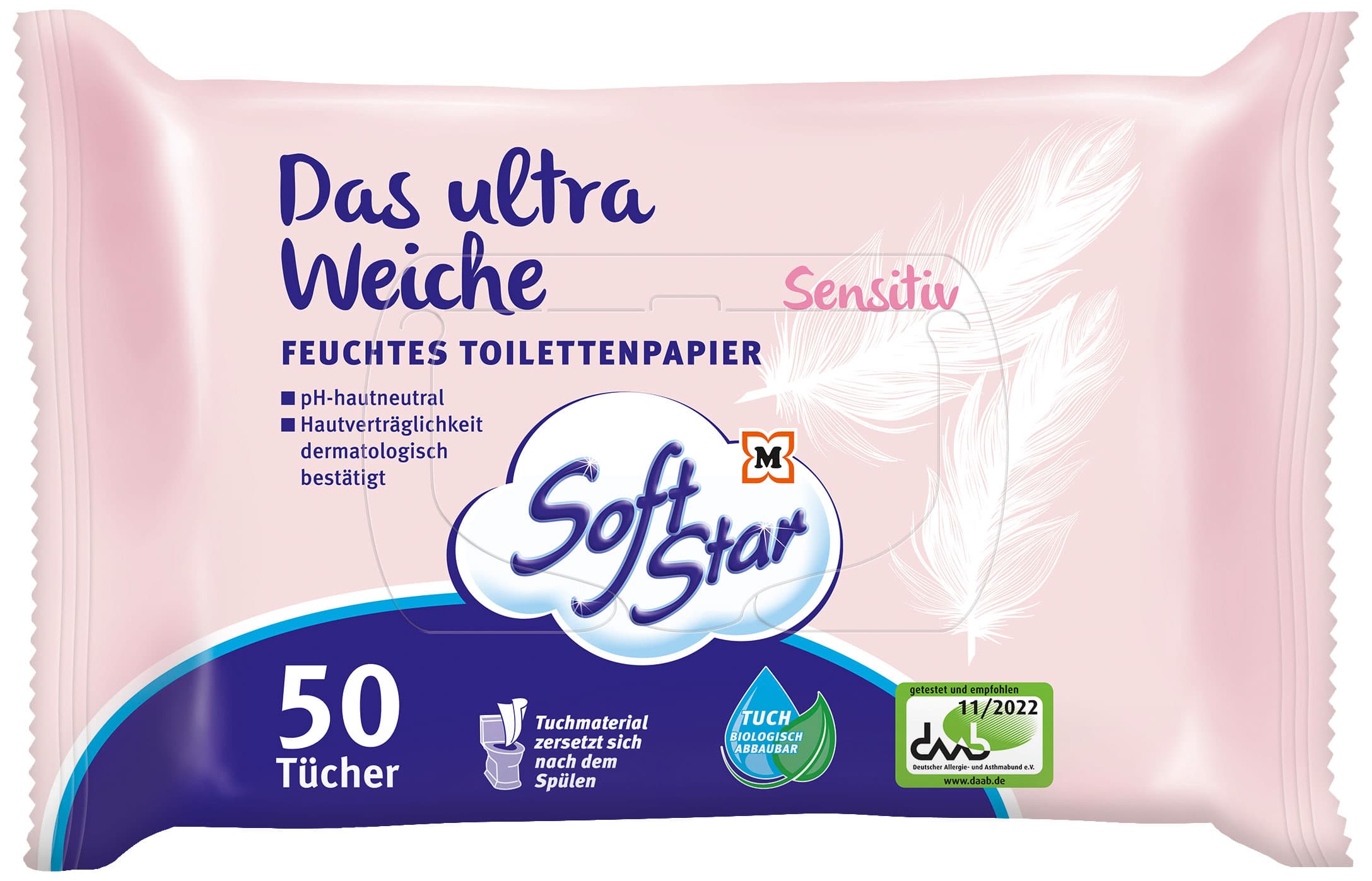 SoftStar Feuchtes Toilettenpapier Das Ultra Weiche 50 Stück