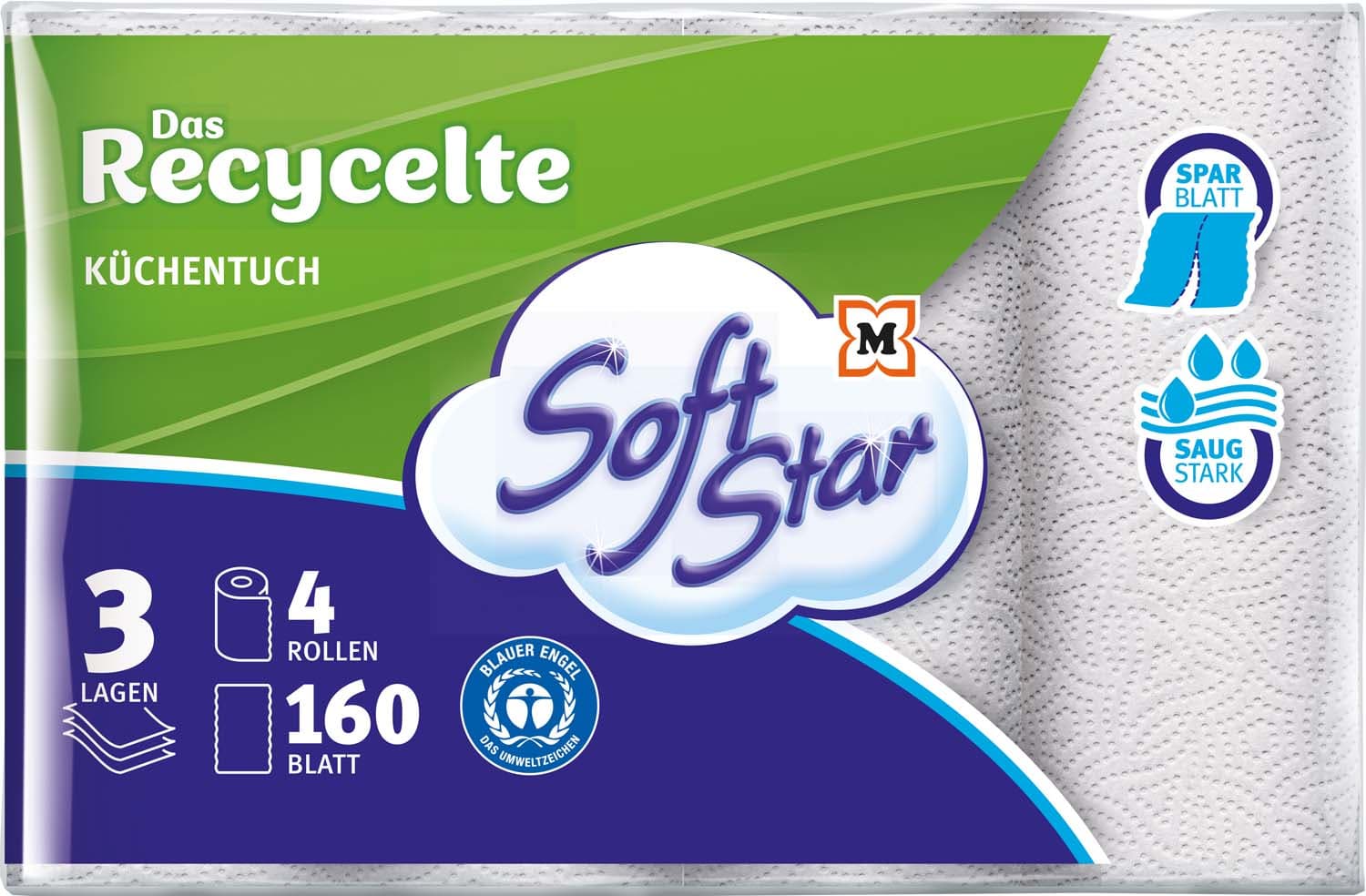 SoftStar Küchentücher 3-lagig 4x160 Blatt