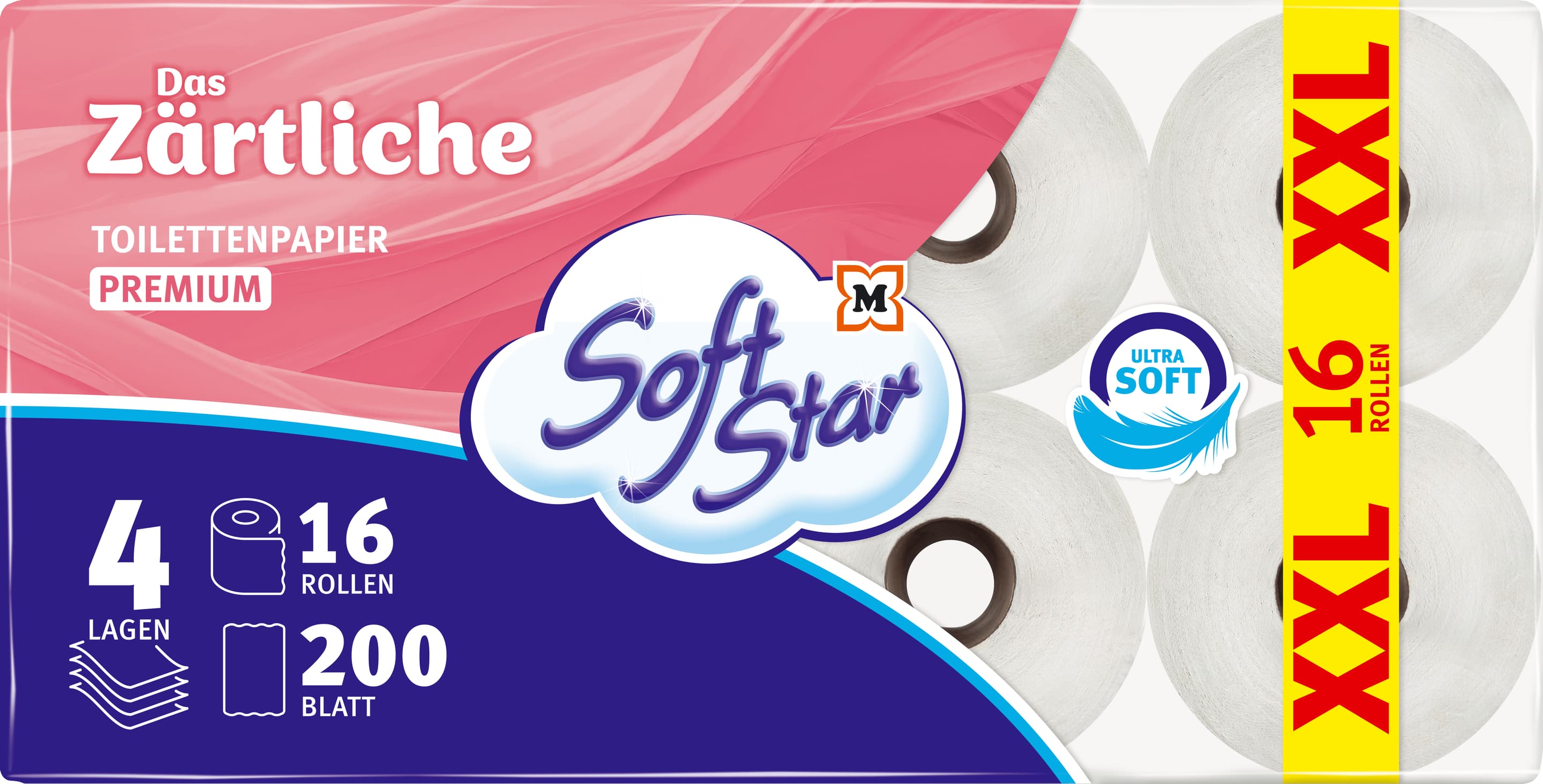 SoftStar Toilettenpapier Das Zärtliche 4-lagig 16x200 Blatt