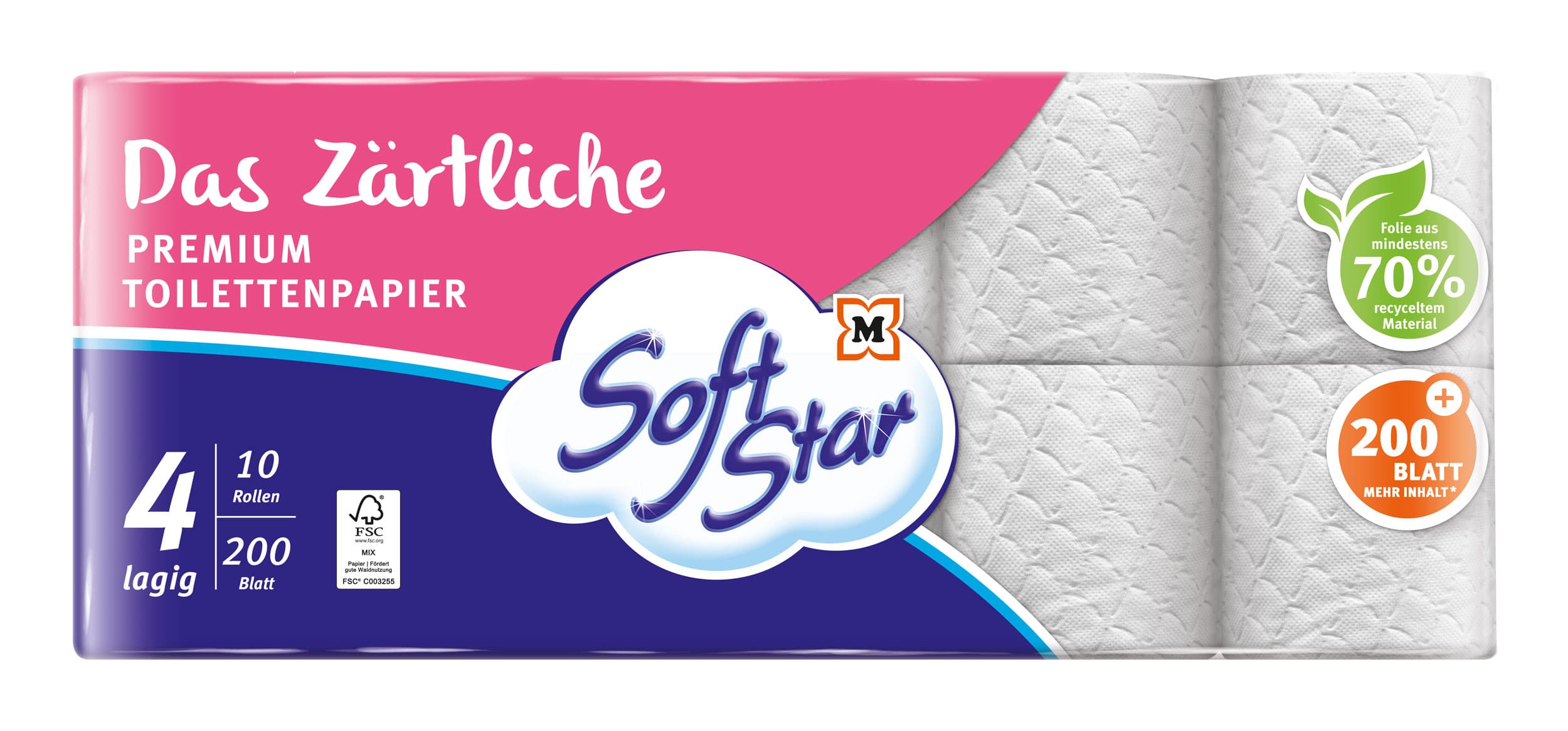 SoftStar Toilettenpapier Das Zärtliche 4-lagig 10x200 Blatt
