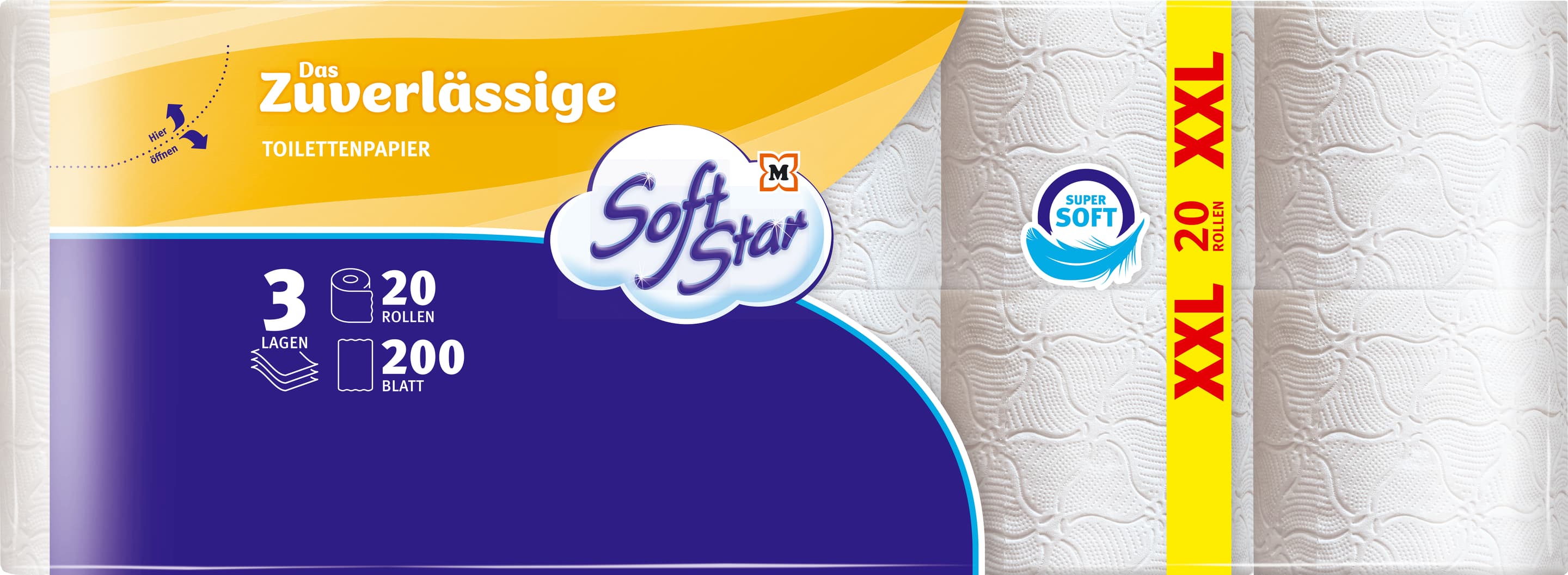 SoftStar Toilettenpapier Das Zuverlässige 3-lagig 20x200 Blatt