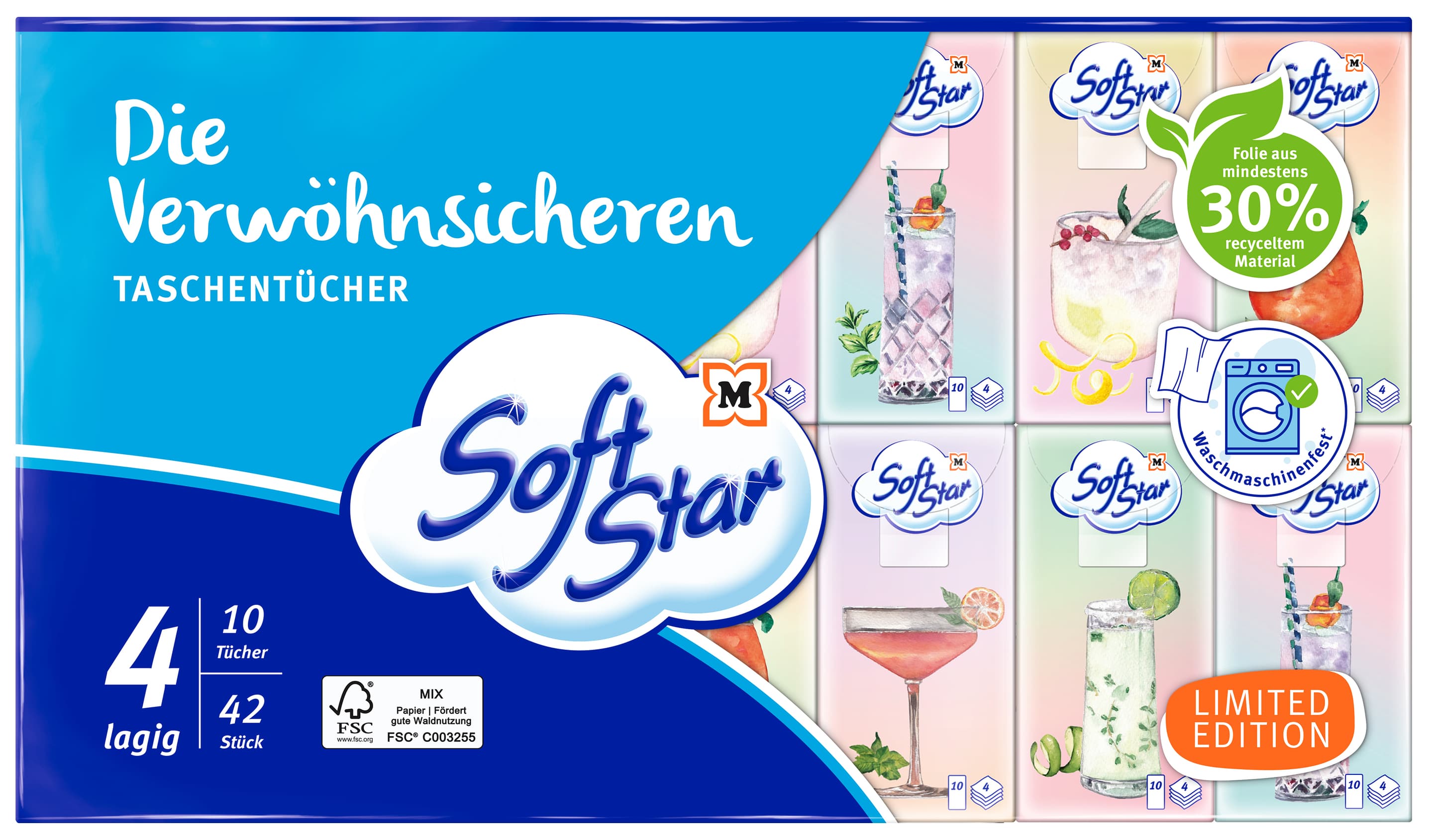 SoftStar Taschentücher Die Verwöhnsicheren 4-lagig 42x10 Stück