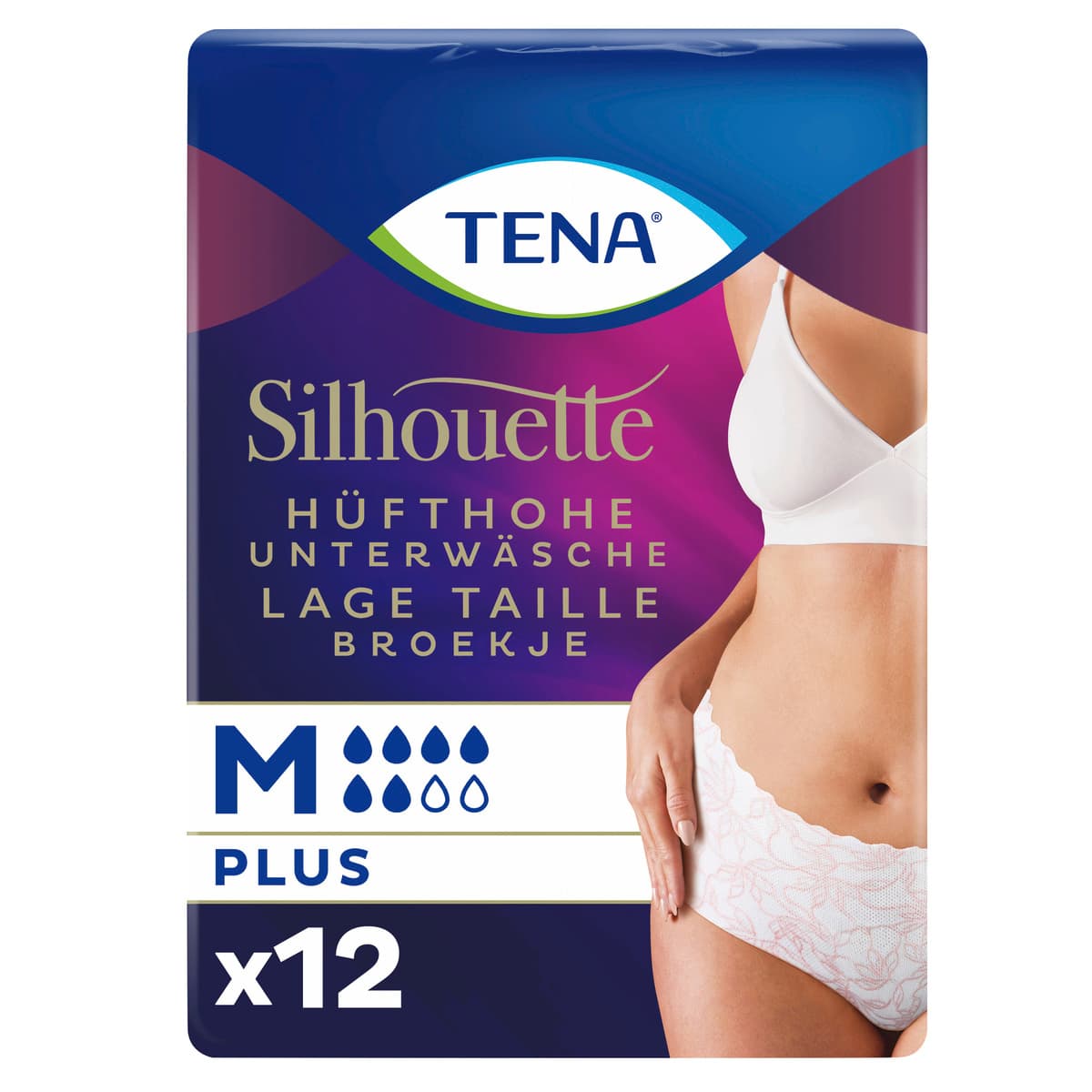 Tena Silhouette Hüfthohe Unterwäsche Plus Weiß Gr. M