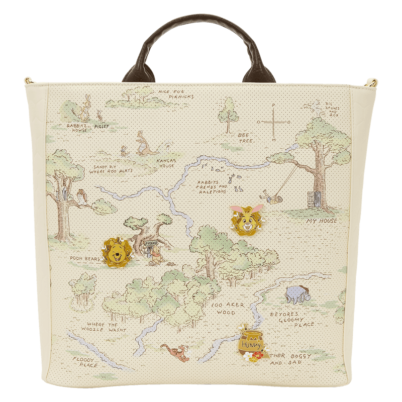 Loungefly Winnie the Pooh Hundred Acre Wood Tote Pin Trader Crossbody Bag offiziell lizenziert