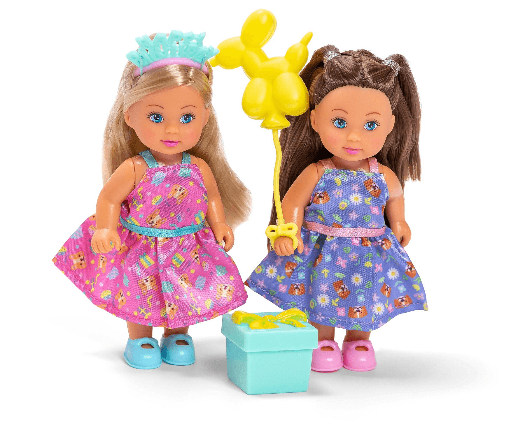 Simba - Evi Love - Birthday Party – Puppenset mit 2 Ankleidepuppen, Ballon & Überraschungsgeschenk