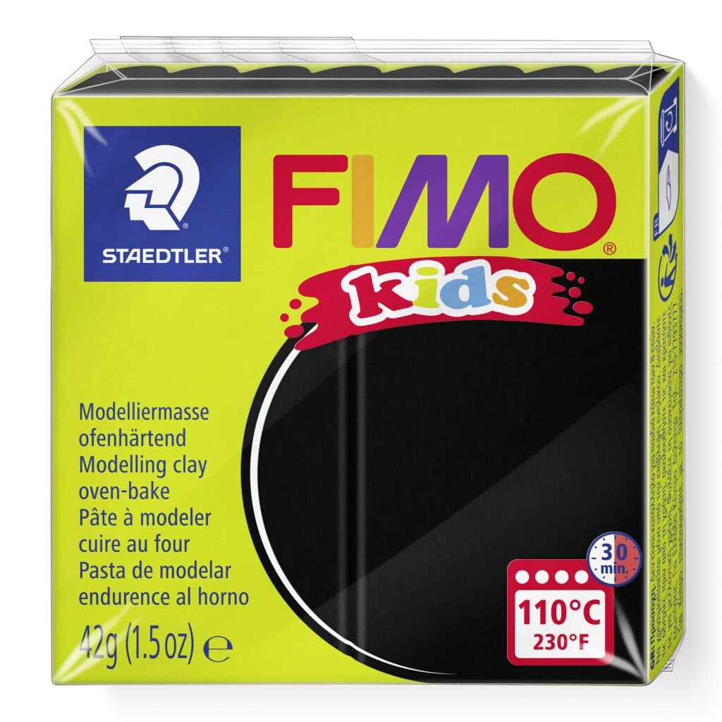 FIMO kids ofenhärtende Modelliermasse Normalblöcke 42g55x55x10mm Farbe schwarz