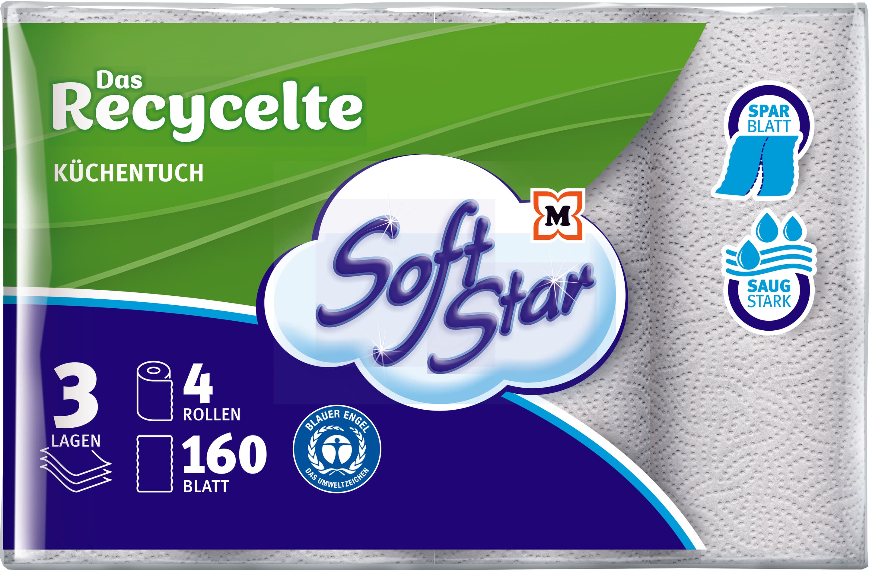 SoftStar Küchentücher 3-lagig 4x160 Blatt