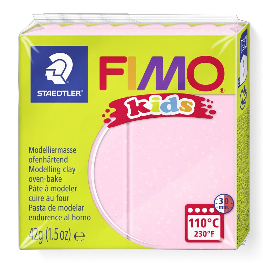 FIMO kids ofenhärtende Modelliermasse Normalblöcke 42g55x55x10mm Farbe perlglanz rosa