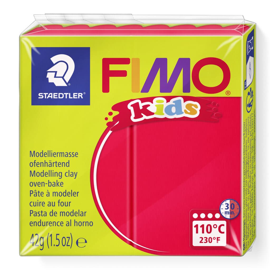 FIMO kids ofenhärtende Modelliermasse Normalblöcke 42g55x55x10mm Farbe rot