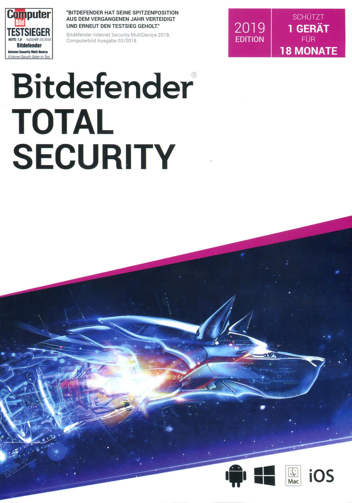 Bitdefender Total Security 1 Gerät / 18 Monate (PC+Mac+iOS+Android)