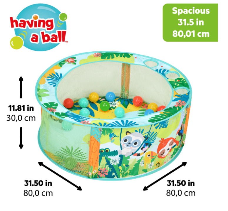 Bright Starts Rowdy Rainforest Stow & Go Bällebad mit 20 Bällen ab 6 Monaten