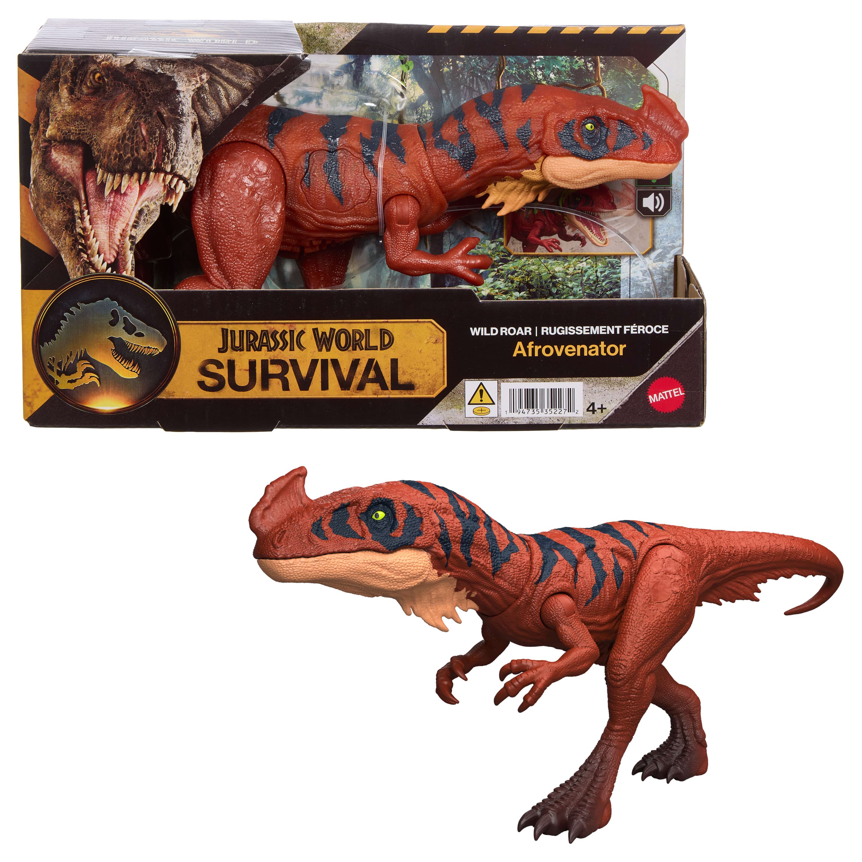 Jurassic World Wild Roar Dinosaurier-Actionfigur Spielzeug, Beißangriff und Brüllgeräusch