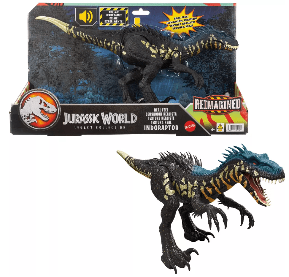 Jurassic World Reimagined Indoraptor Dinosaurier-Figur mit Sound & Real Feel Textur