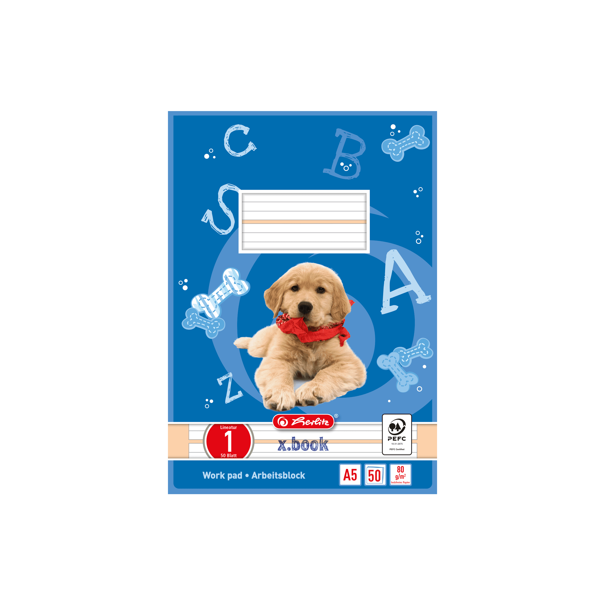 herlitz A5 kopfgeleimter Schulblock Lineatur 1 50 Blatt mehrfarbig