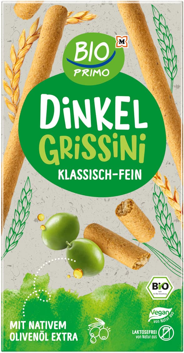 BIO PRIMO Bio Dinkel Grissini mit Olivenöl