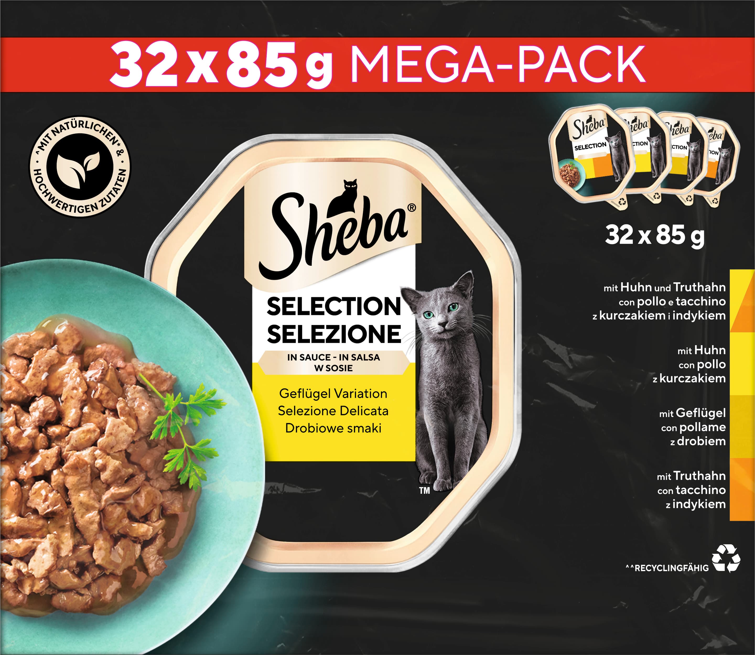Sheba Katzennassfutter Selection in Sauce Geflügel-Variation Mega-Pack 32x85g