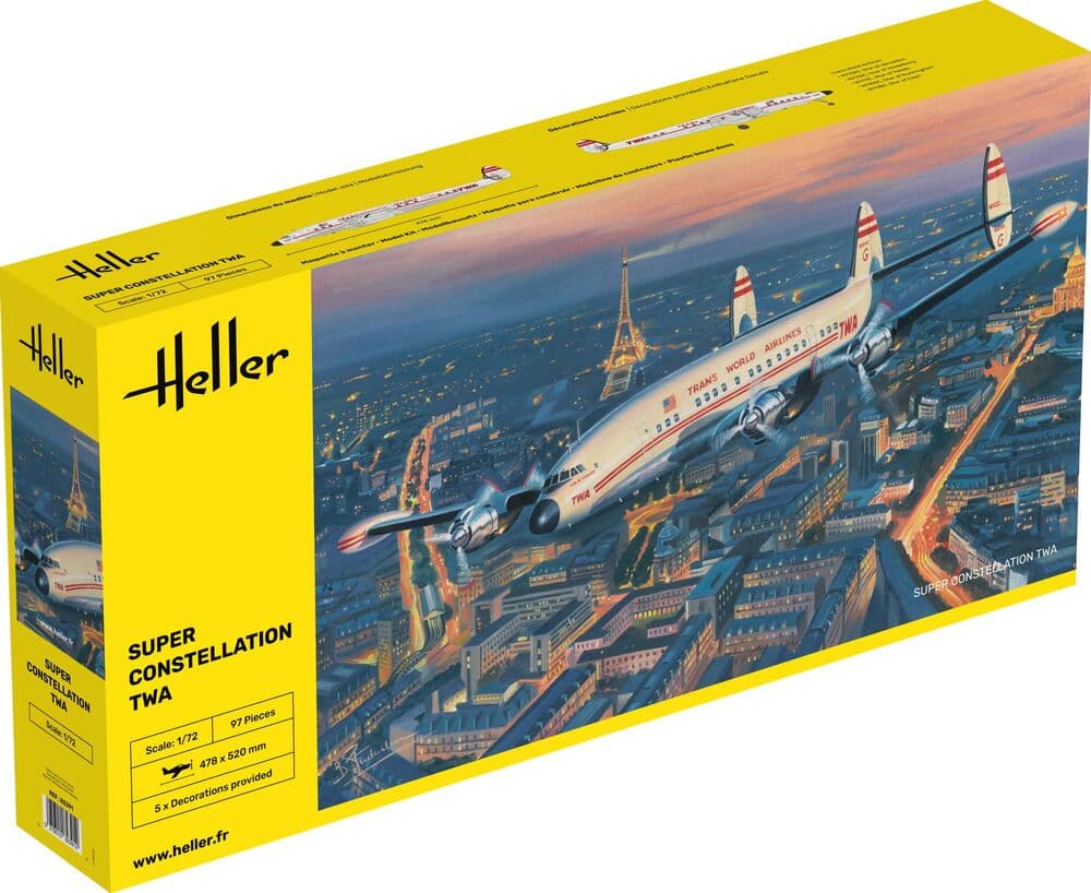 Heller Super Constellation TWA Flugzeug Modellbausatz 1:72 Kunststoffmodell