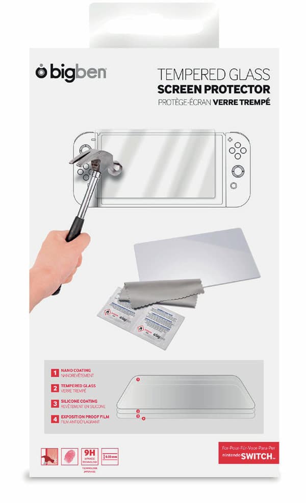 Nintendo Switch - Tempered Glass Screen Protector (Bilschirmschutz & Reinigungstuch) - Nintendo Switch