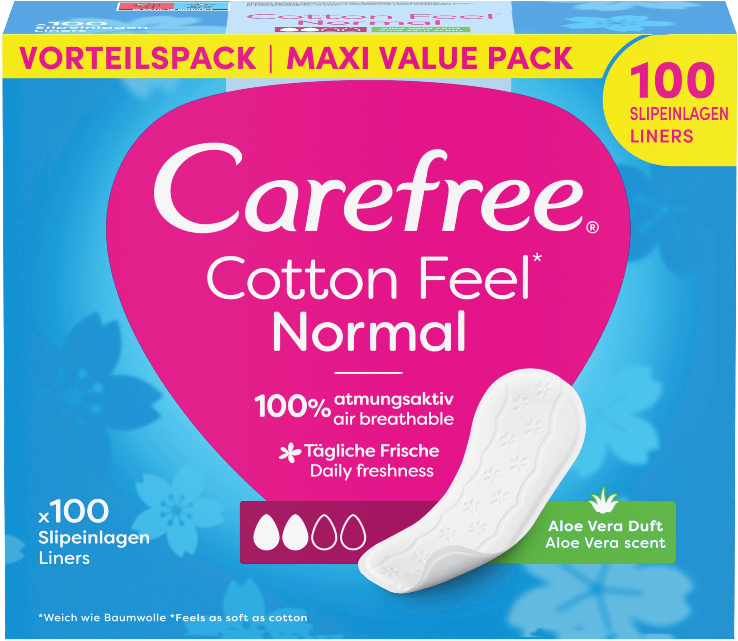 Carefree Slipeinlagen Cotton Feel Normal Aloe Vera Duft Maxi Pack