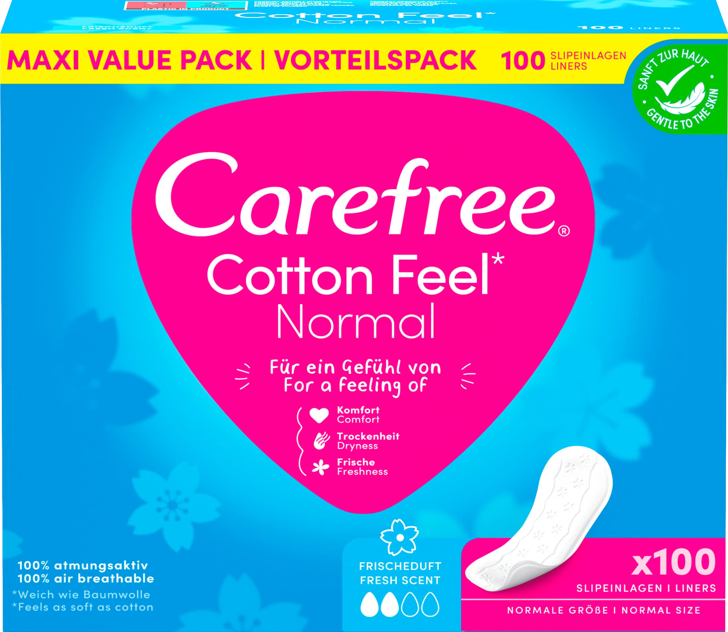Carefree Slipeinlagen Cotton Feel Normal mit Frischeduft Maxi Pack