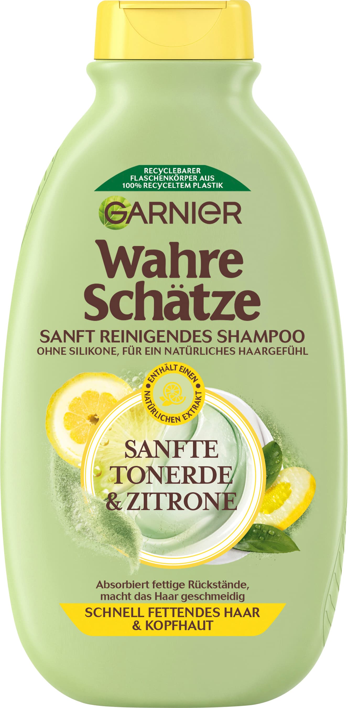 Garnier Wahre Schätze Shampoo Tonerde/Zitrone - Für ein natürliches und geschmeidiges Haargefühl ohne Silikone