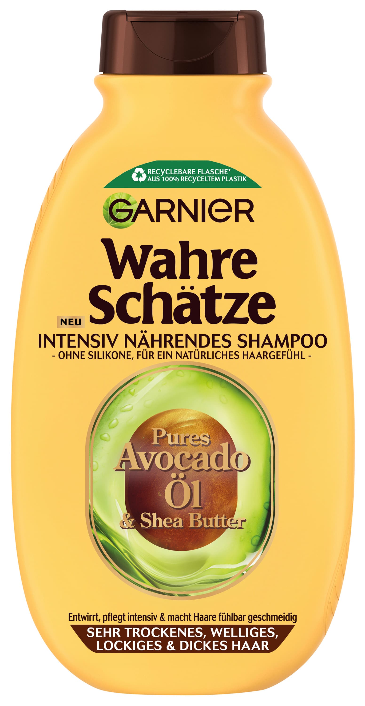 Garnier Wahre Schätze Shampoo Avocado-Öl/Sheabutter - Shampoo für trockenes Haar - für ein natürliches Haargefühl