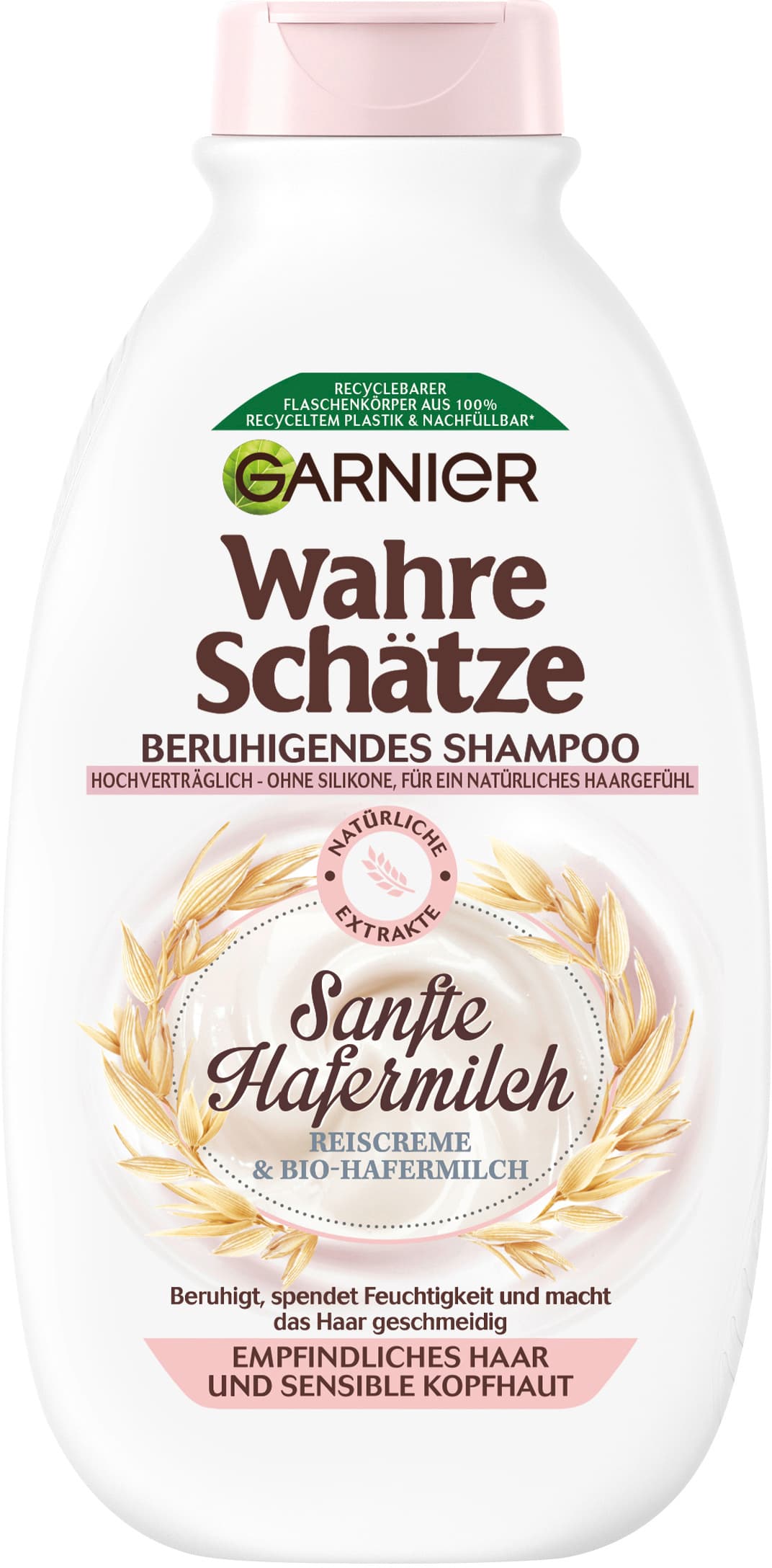 Garnier Wahre Schätze Shampoo sanfte Hafermilch - Silikonfreies Shampoo für empfindliches Haar und sensible Kopfhaut