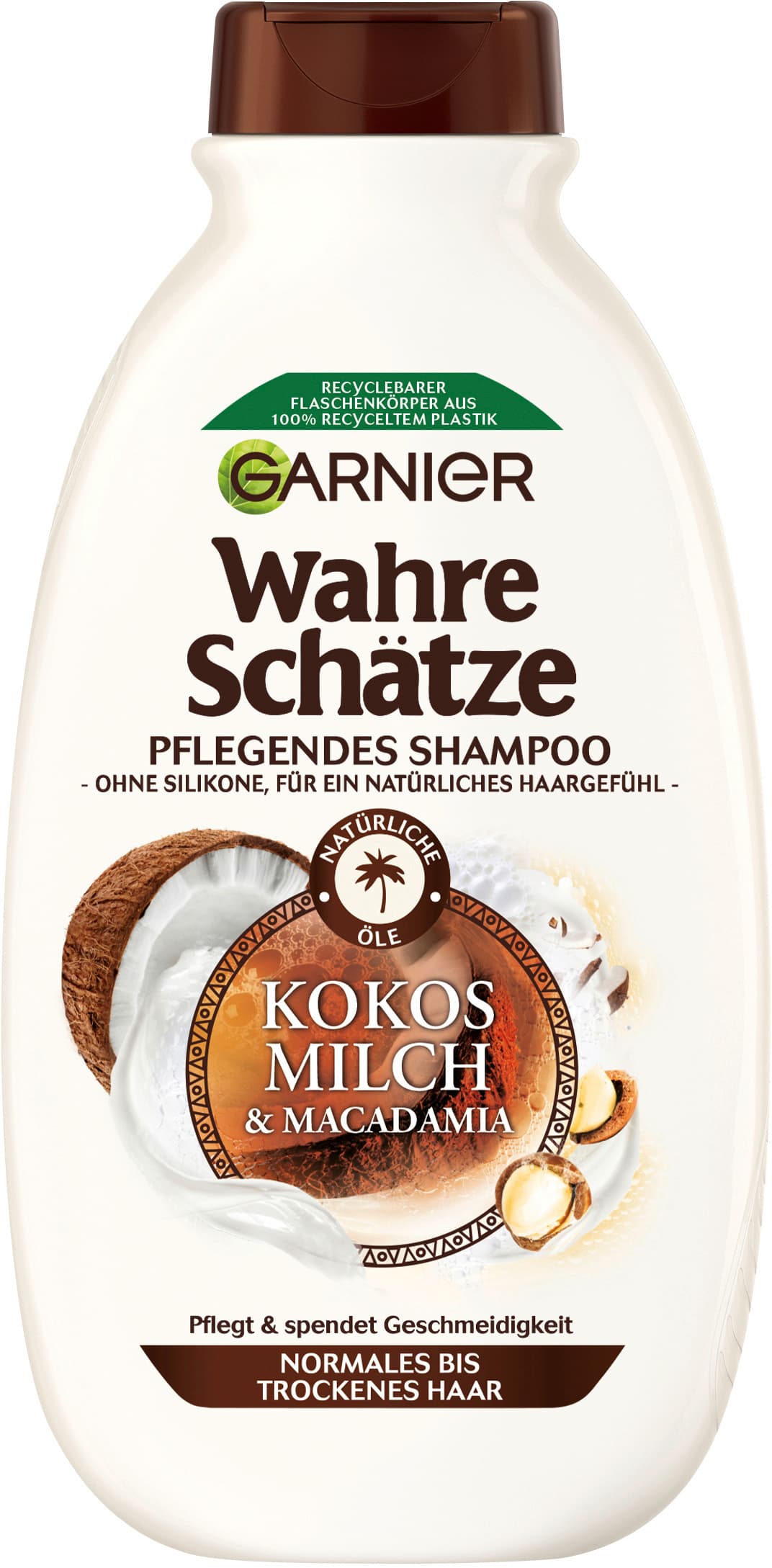 Garnier Wahre Schätze Shampoo Kokosmilch & Macadamia - Intensivpflege ohne Silikone für ein geschmeidiges Haargefühl