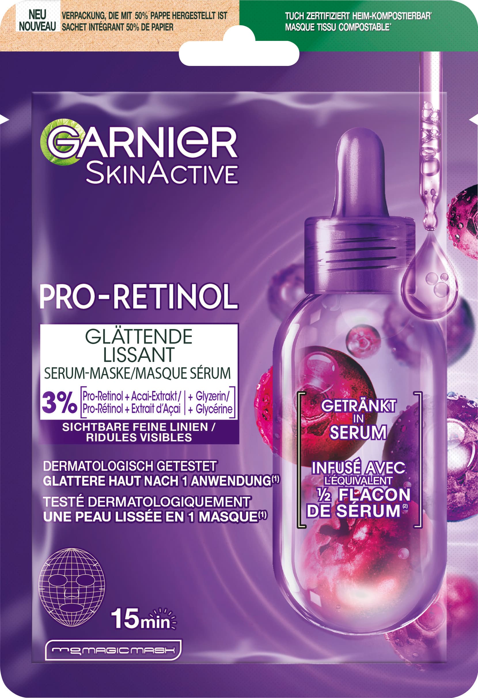 GARNIER Pro-Retinol Glättende Serum-Maske