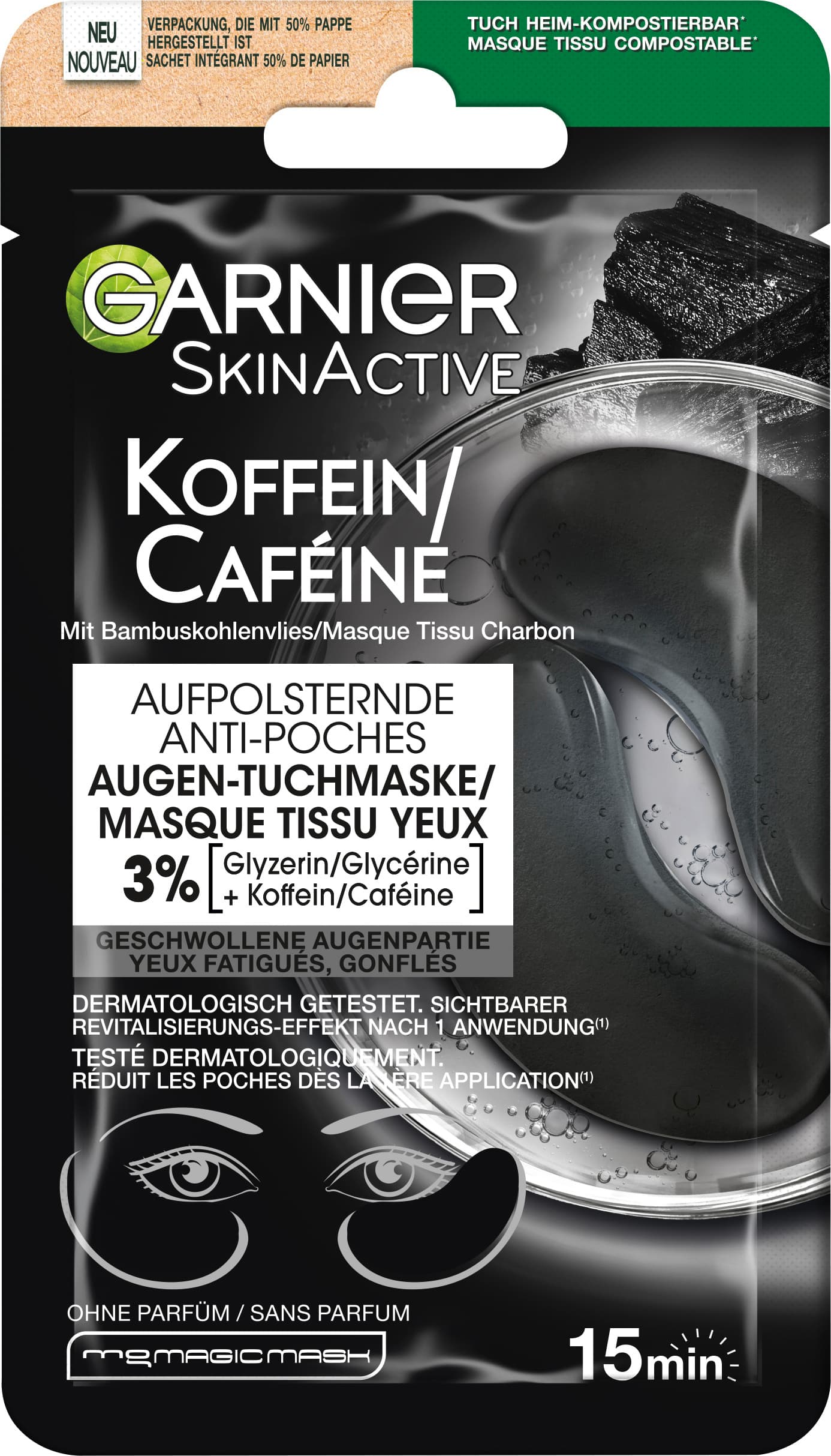 Garnier SkinActive Koffein aufpolsternde Augen-Tuchmaske