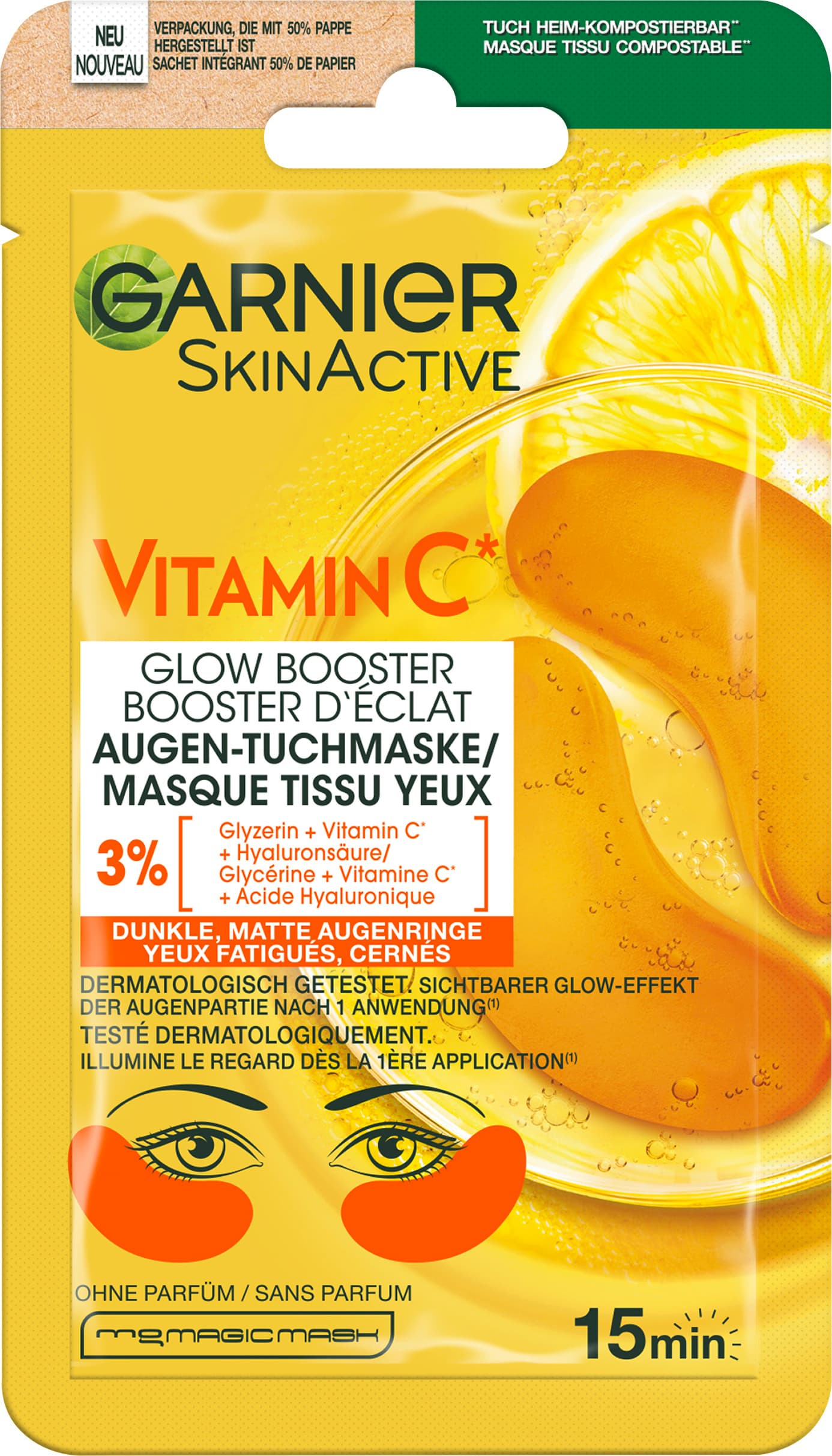Garnier SkinActive Vitamin C Glow Booster Augen-Tuchmaske