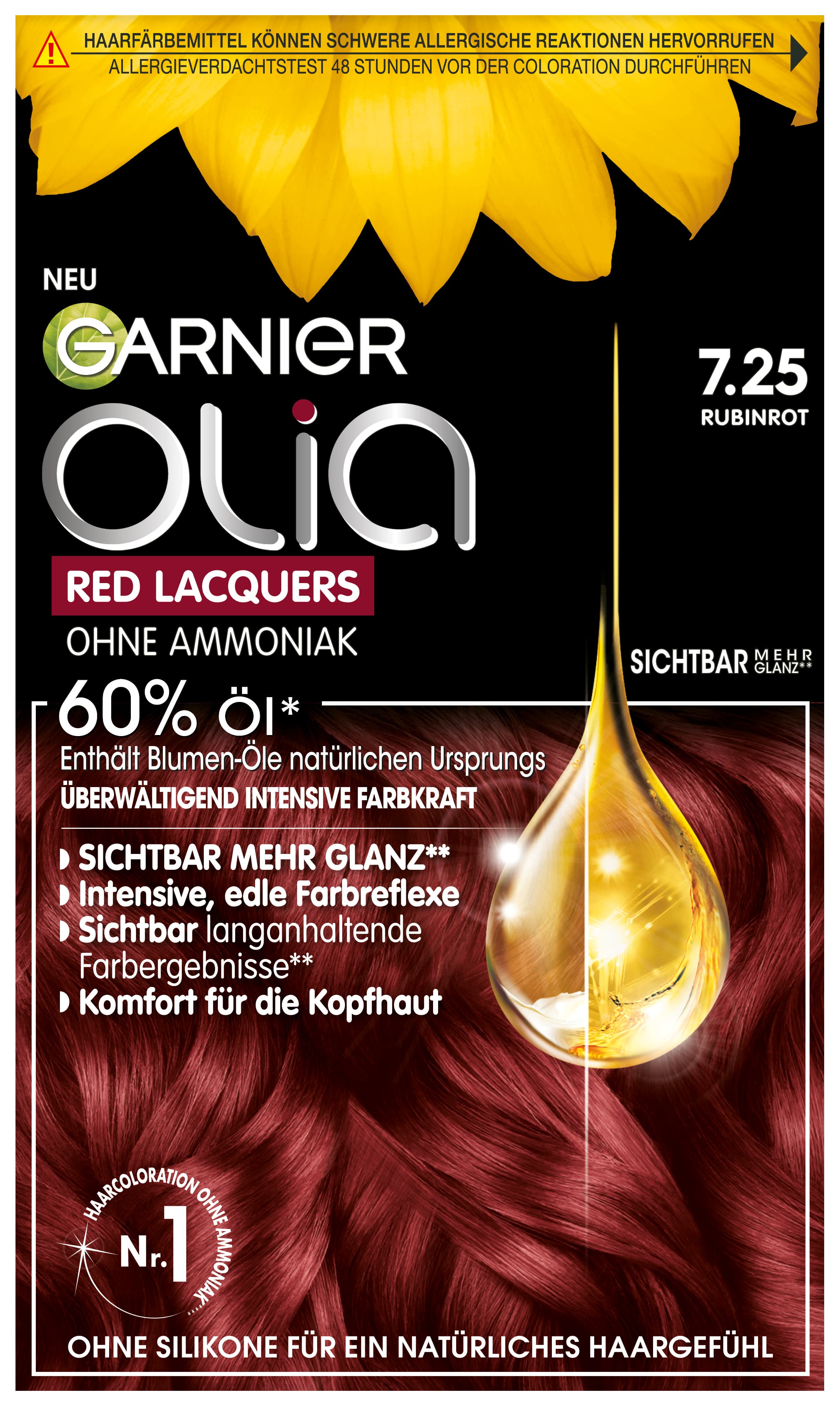 Garnier Olia Red Lacquers Dauerhafte Haarfarbe 7.25 Rubinrot