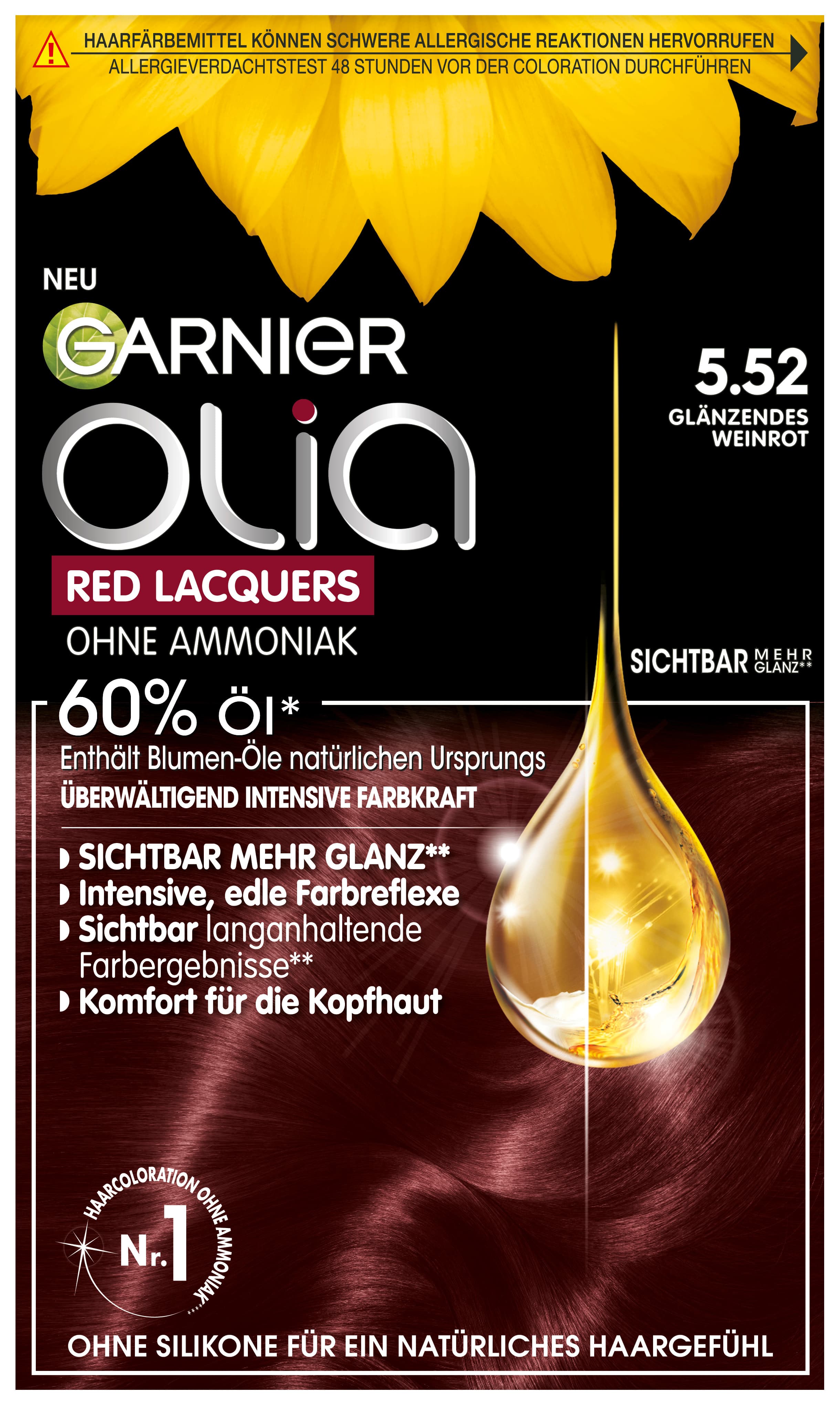 Garnier Olia Red Lacquers Dauerhafte Haarfarbe in 5.52 Glänzendes Weinrot