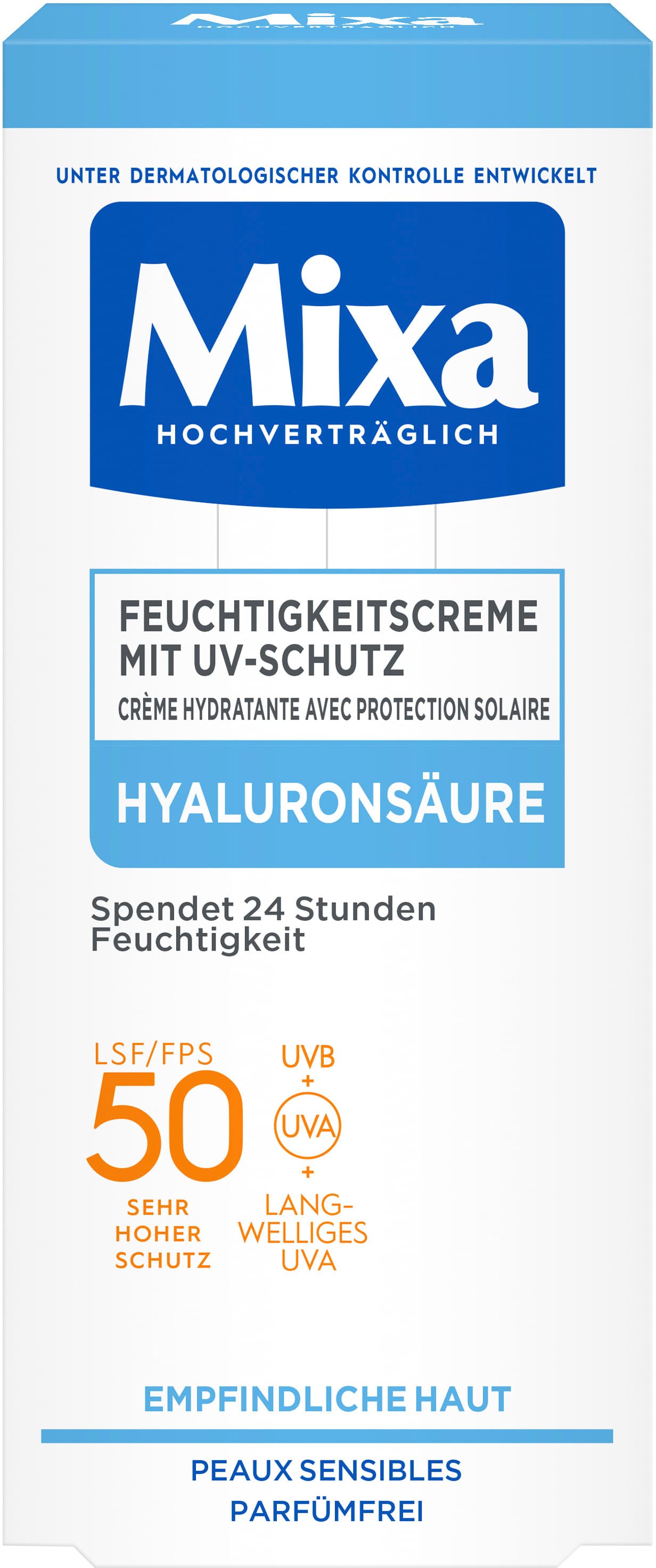 Mixa Feuchtigkeitscreme mit UV-Schutz Hyaluronsäure LSF50