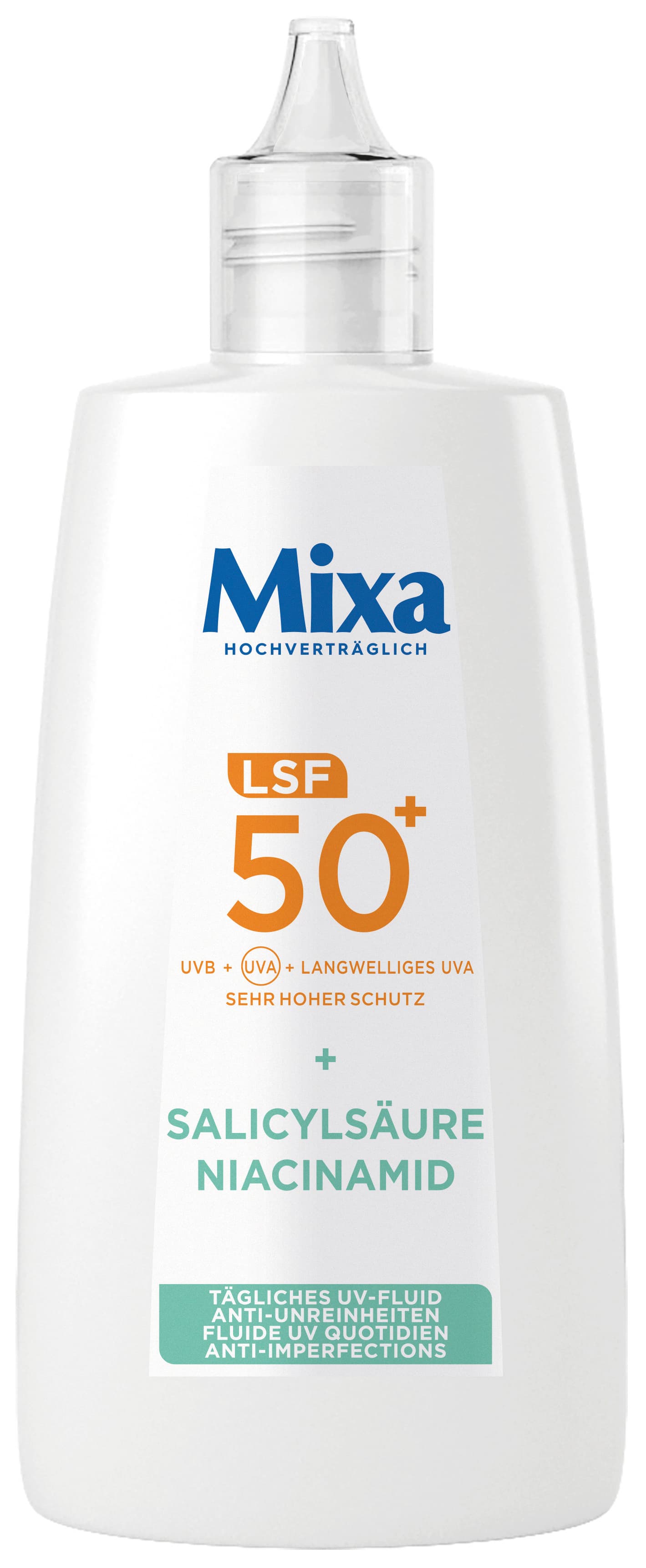 Mixa Anti-Unreinheiten Tägliches UV Fluid Salicylsäure + Niacinamid LSF 50+