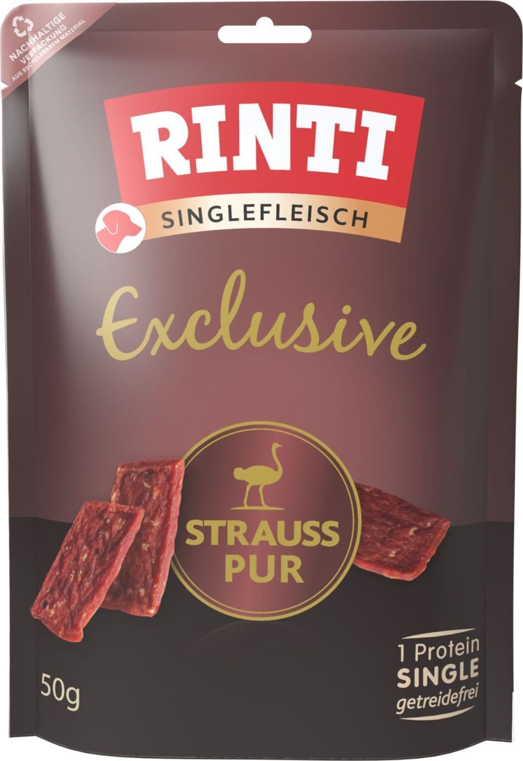 RINTI Hundesnack Singlefleisch Exclusive Snack Strauss pur