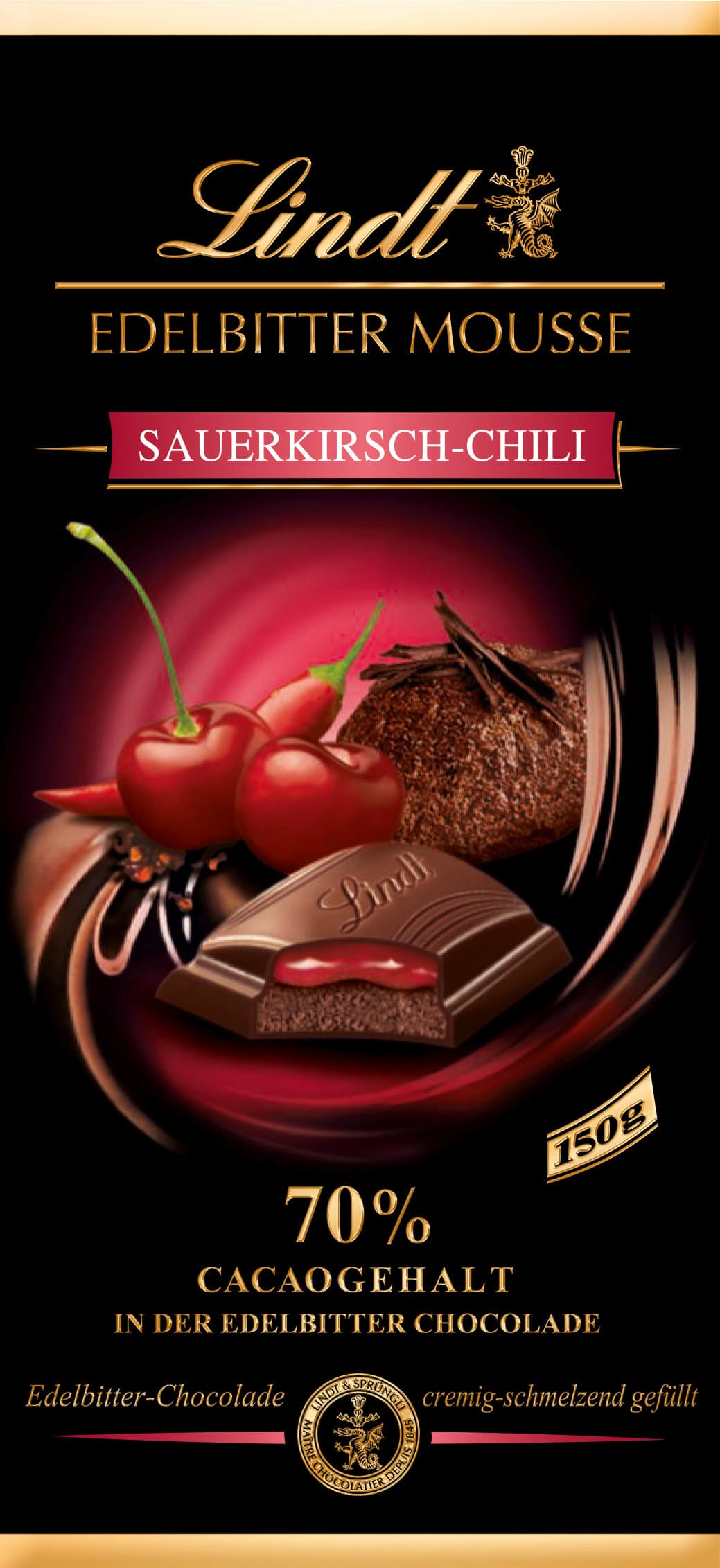 Lindt Edelbitter Mousse Sauerkirsch-Chili 70% Cacao