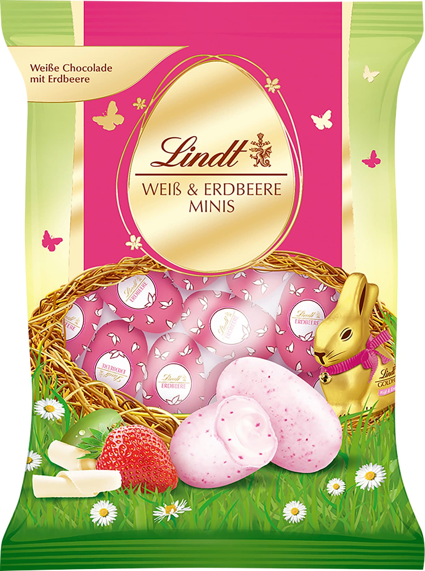 Lindt Mini-Schokoladeneier Weiß & Erdbeere